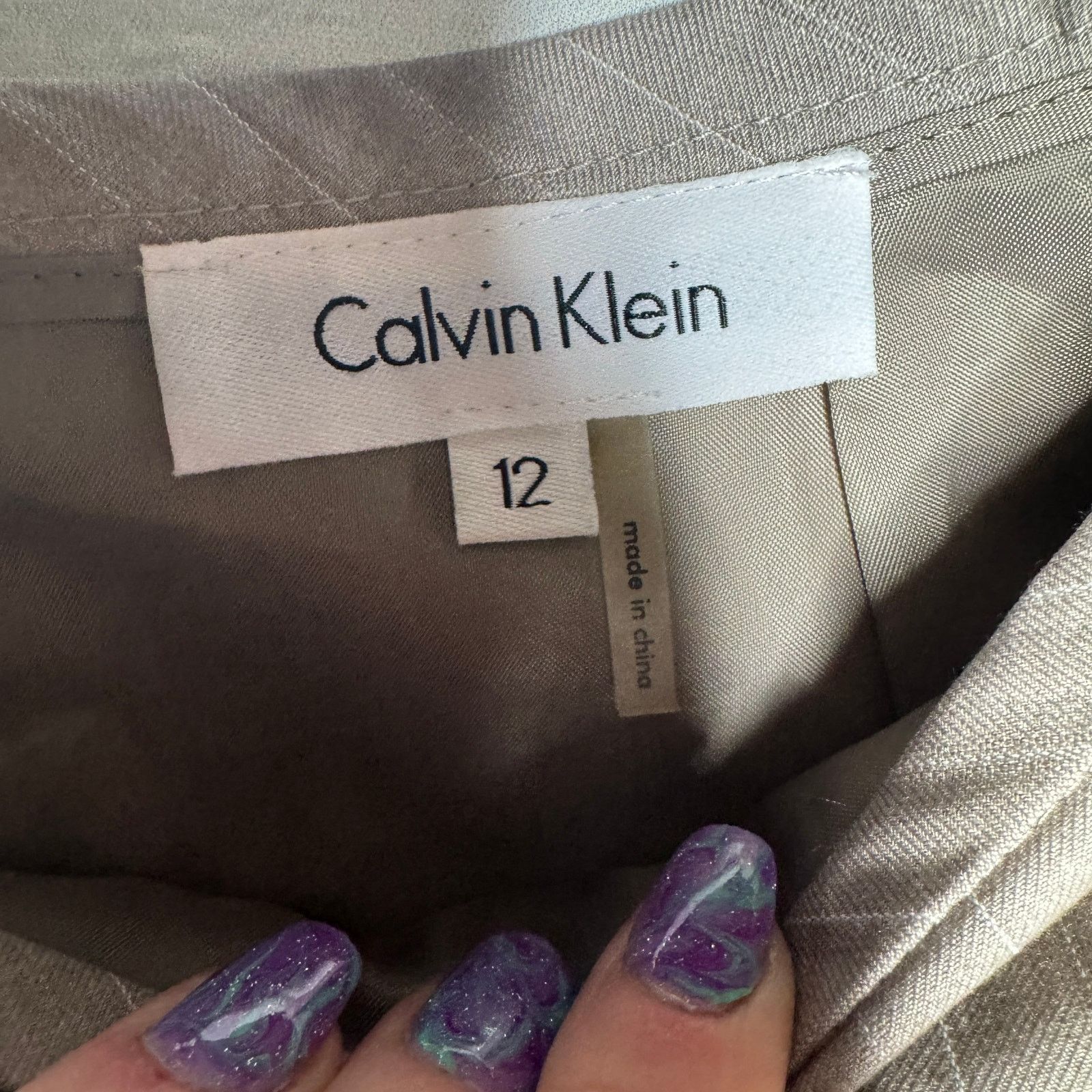 Calvin Klein Calvin Klein Oatmeal Pinstripe Pencil Skirt Size 12 NWT Size 34" / US 12 / IT 48 - 2 Thumbnail