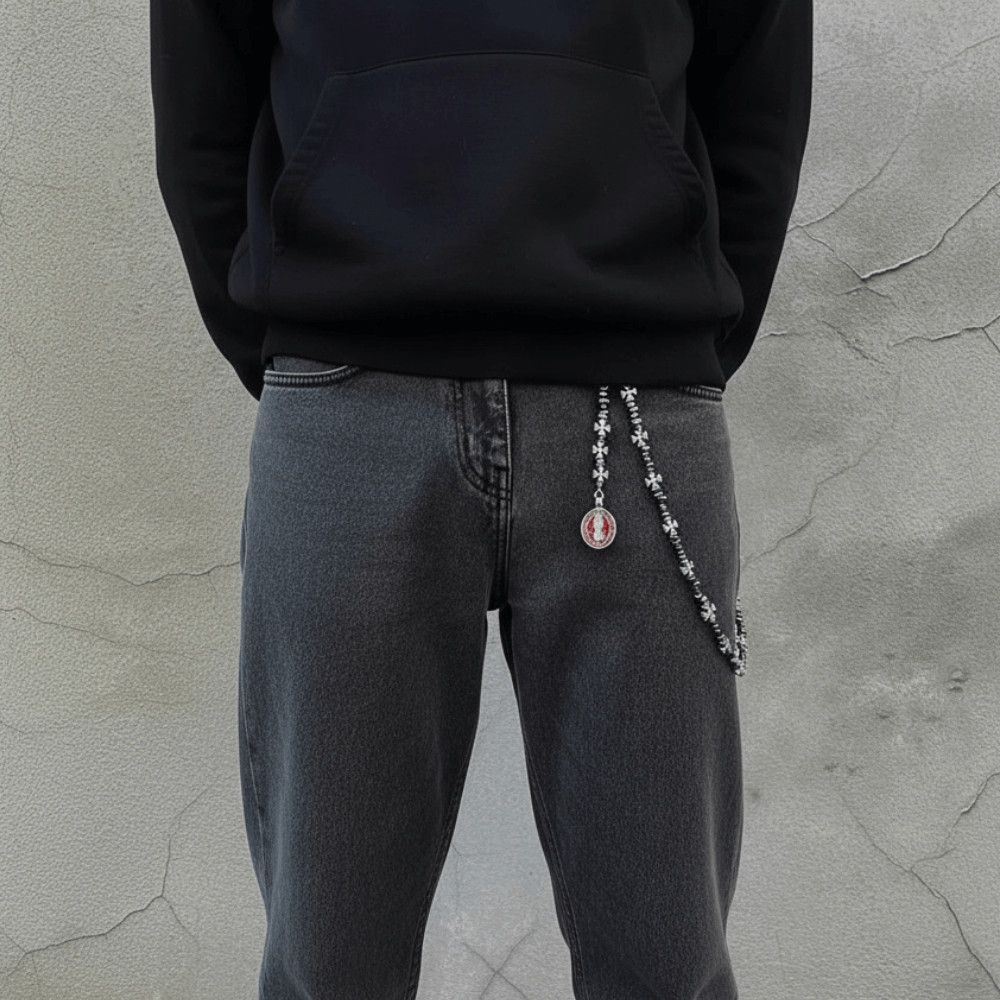 Jewelry Metal Cross Wallet Chain,Y2K Jeans Chain,Gothic Pants Chain Size ONE SIZE - 8 Thumbnail