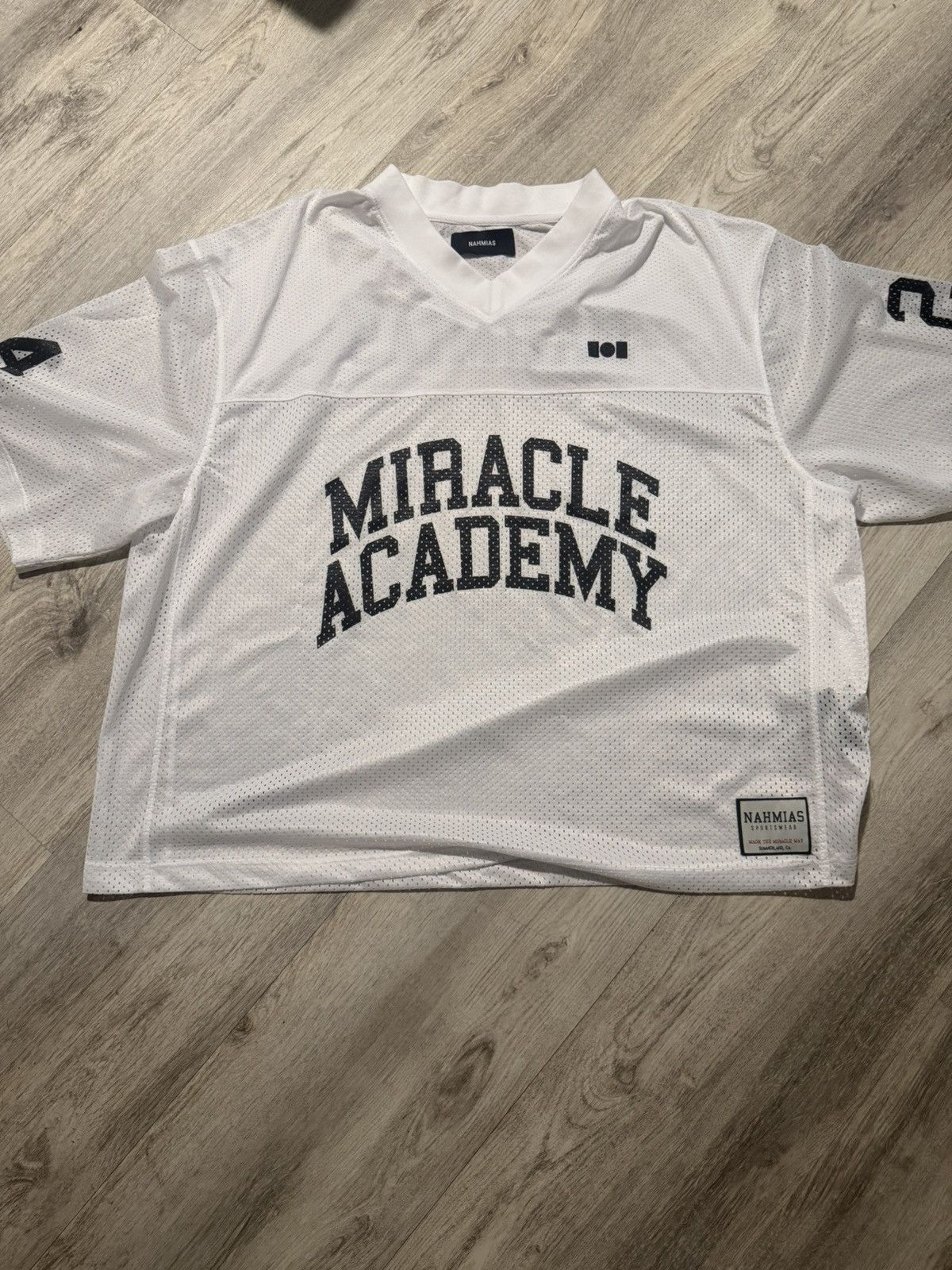 Nahmias 24 White Mesh Jersey Large Boxy