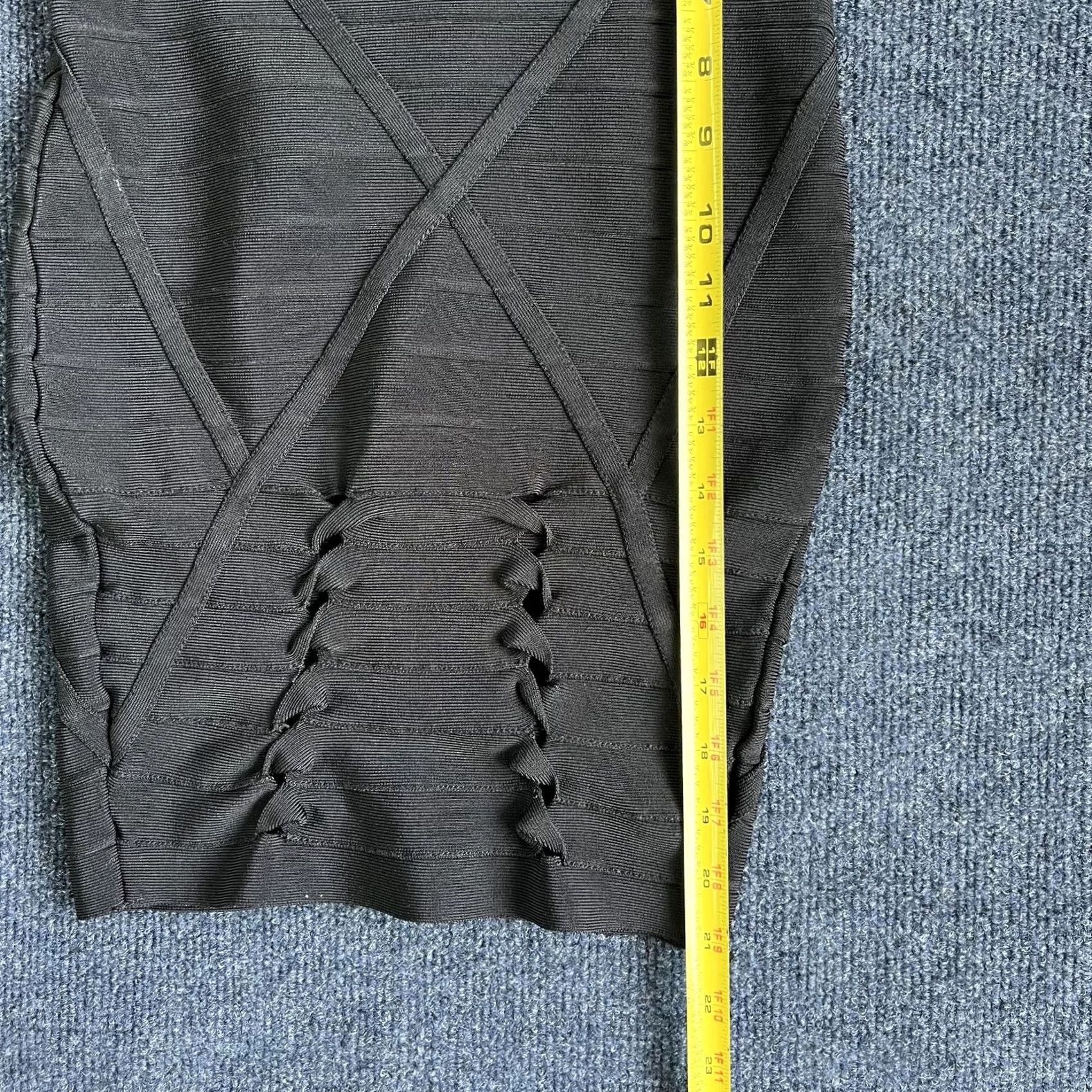 Bebe VINTAGE? No. Y2K Bebe Skirt Womens Small Black Bandage High Waist Knee Length Bodycon Party Size 28" / US 6 / IT 42 - 7 Thumbnail