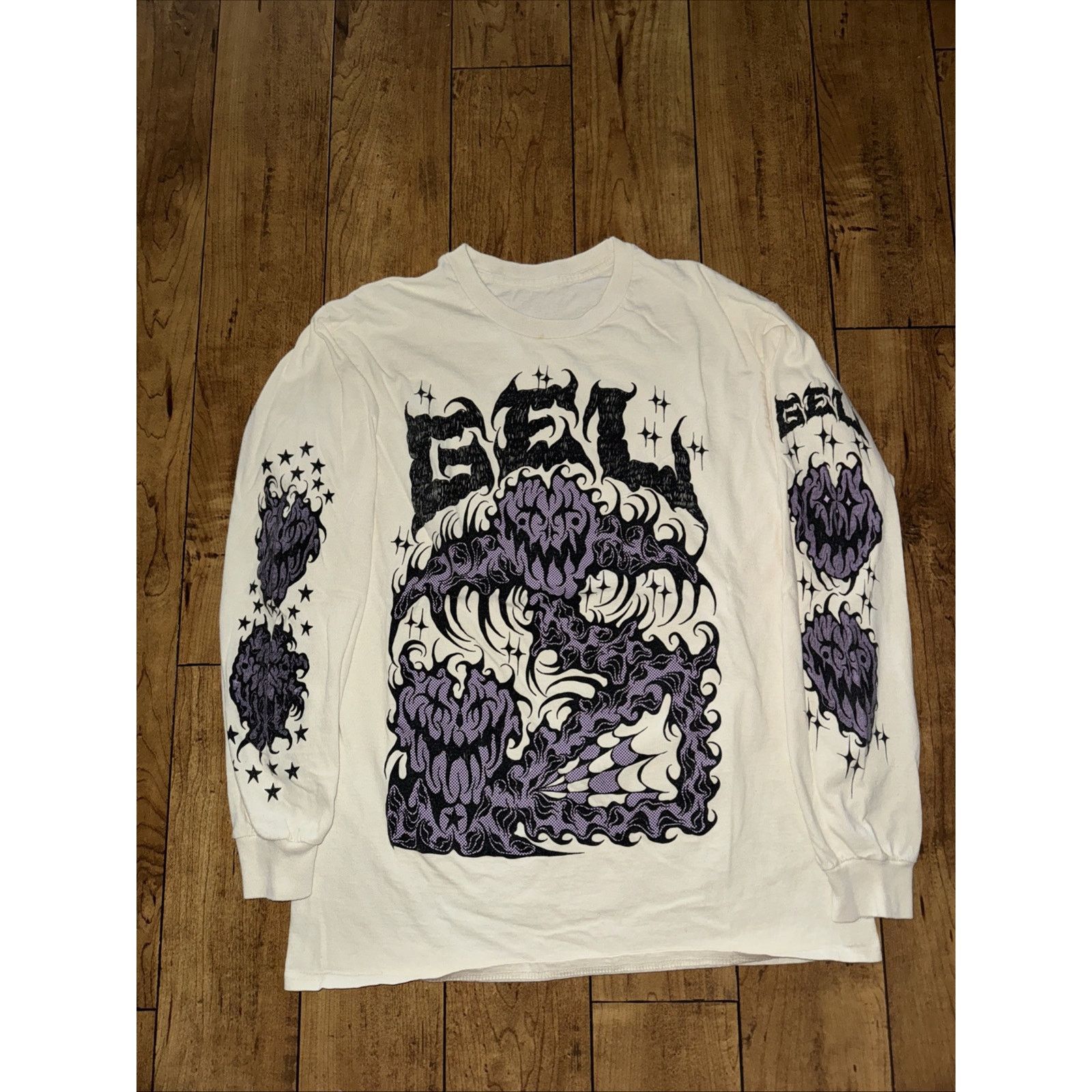 Band Tees × Vintage Gel Death Metal Long Sleeve T-Shirt Tan 19x26 L Size US L / EU 52-54 / 3 - 1 Thumbnail