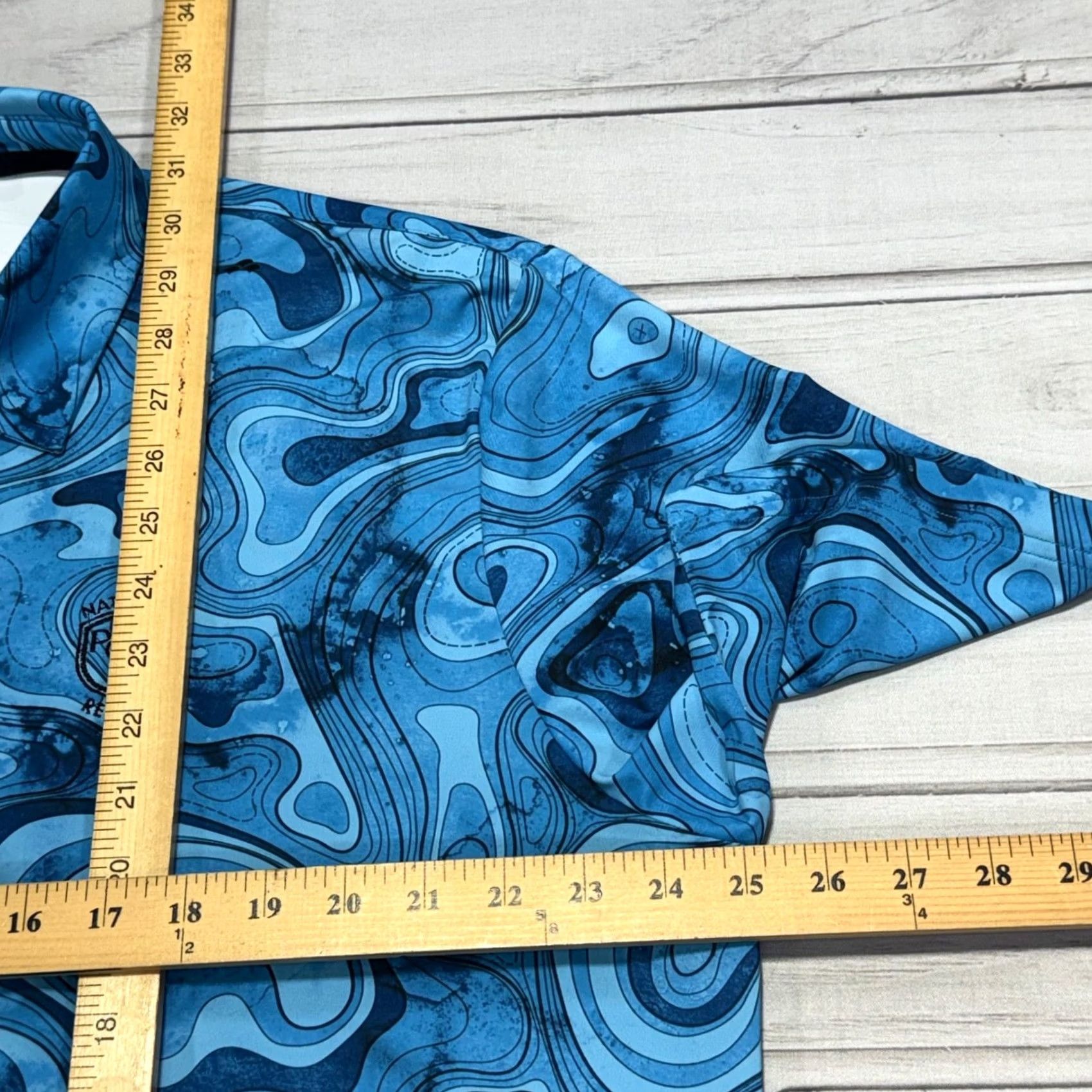 Vintage SCALES Polo Shirt Mens XL Blue Golf PGA National Resort Florida Geometric AOP Swirl Pattern Size US XL / EU 56 / 4 - 6 Thumbnail