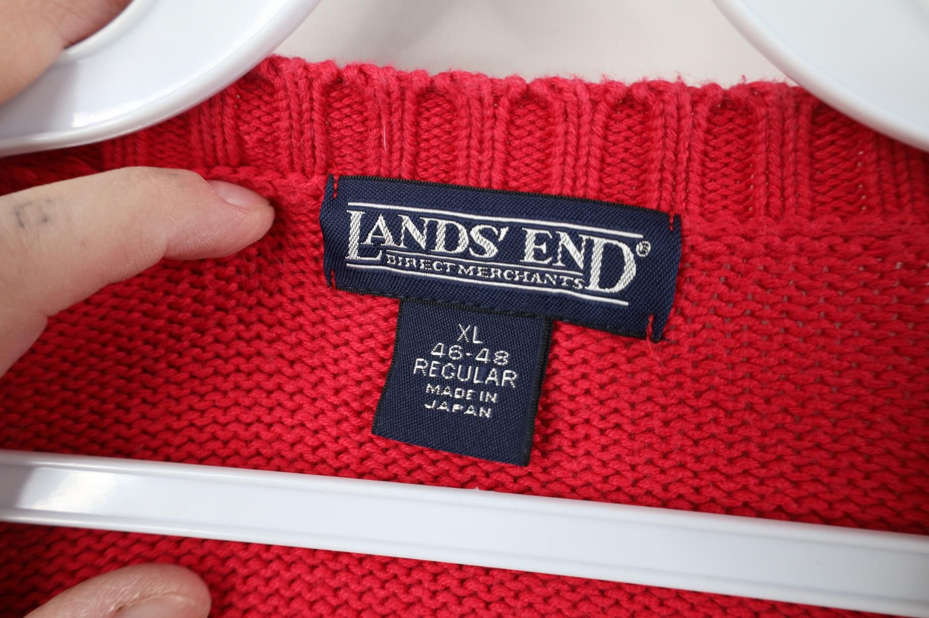 Lands' End Vintage 90s Lands End Knit V-Neck Sweater Japan Red Pink Size US XL / EU 56 / 4 - 8 Thumbnail