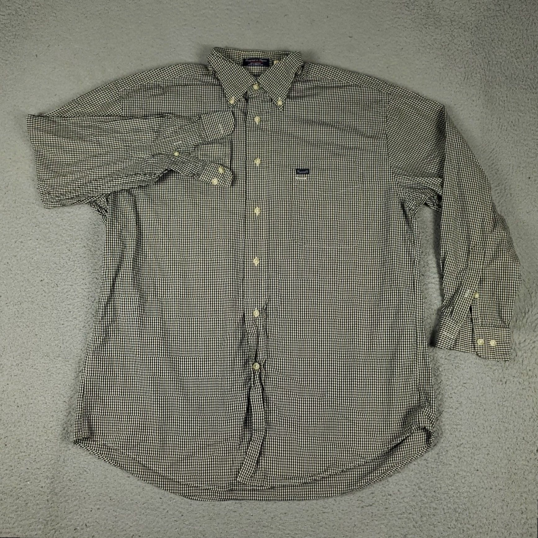 Faconnable Façonnable Shirt Mens Large Beige Black Check Casual Button Up Long Sleeve Size US L / EU 52-54 / 3 - 2 Thumbnail