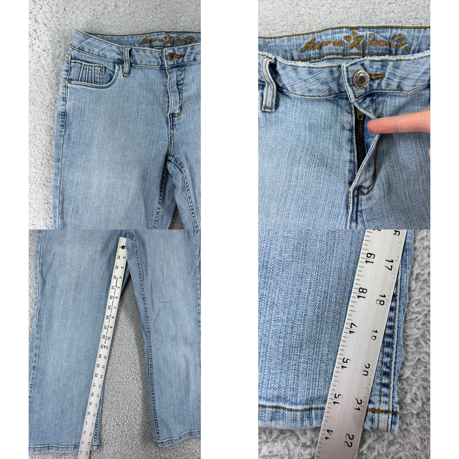 Vintage Arizona Jeans Pants Womens 5 Blue Denim Capri Cotton Blend Stretch Light Wash Pockets Regular Logo Embroidered Front Flat Front kick off Size 27" / US 4 / IT 40 - 8 Thumbnail