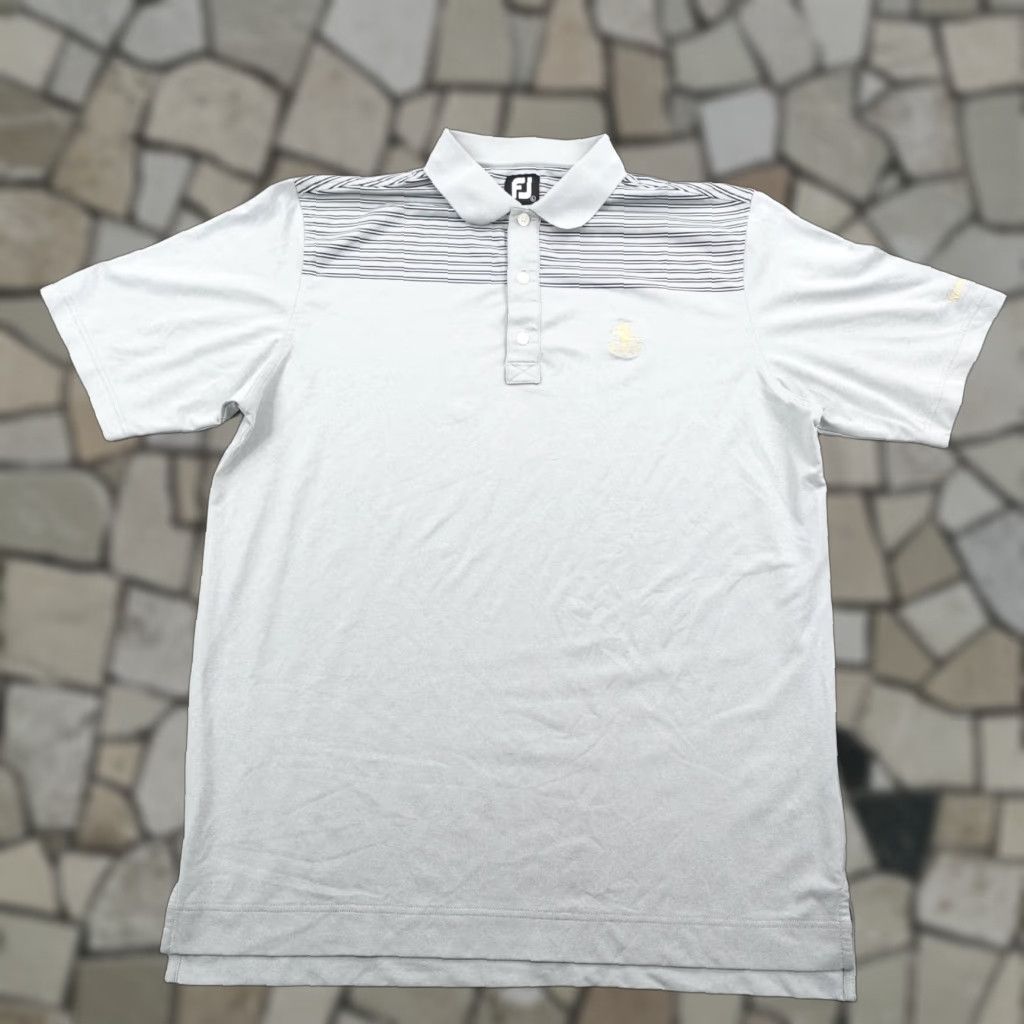 Footjoy FootJoy Polo Shirt Mens Large Gray Eagle Vines Napa Golf Stripes Performance Shirt Golf Adult L Gray Striped Breathable Lightweight Polyester Spandex Size US L / EU 52-54 / 3 - 1 Thumbnail