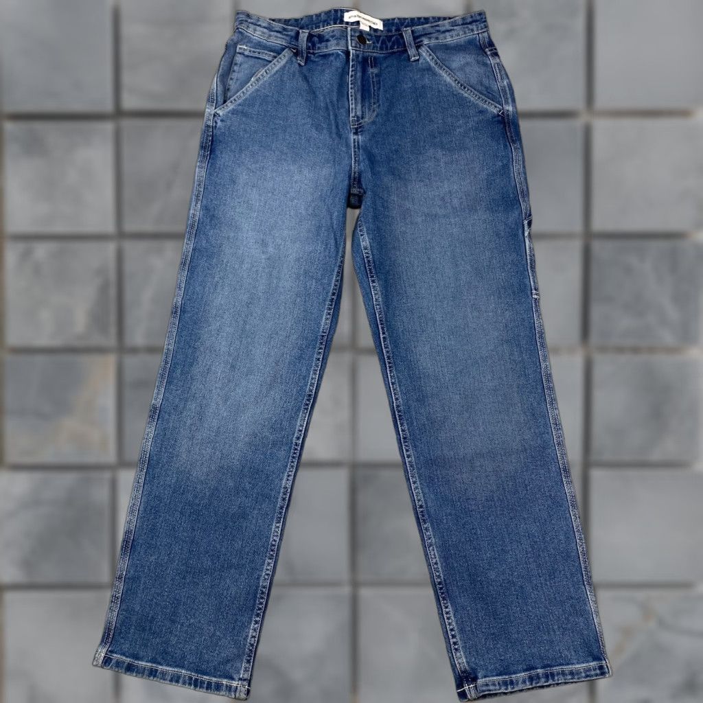 Essentials Amazon Jeans Mens 33X30 Blue Straight Leg Pockets Slimming Stretch 5-Pocket Design Regular Denim Size US 33 - 1 Thumbnail