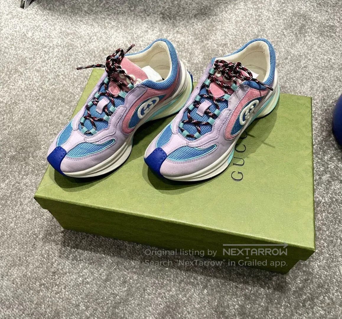 gucci runner fashionable sneakers in vibrant colors.