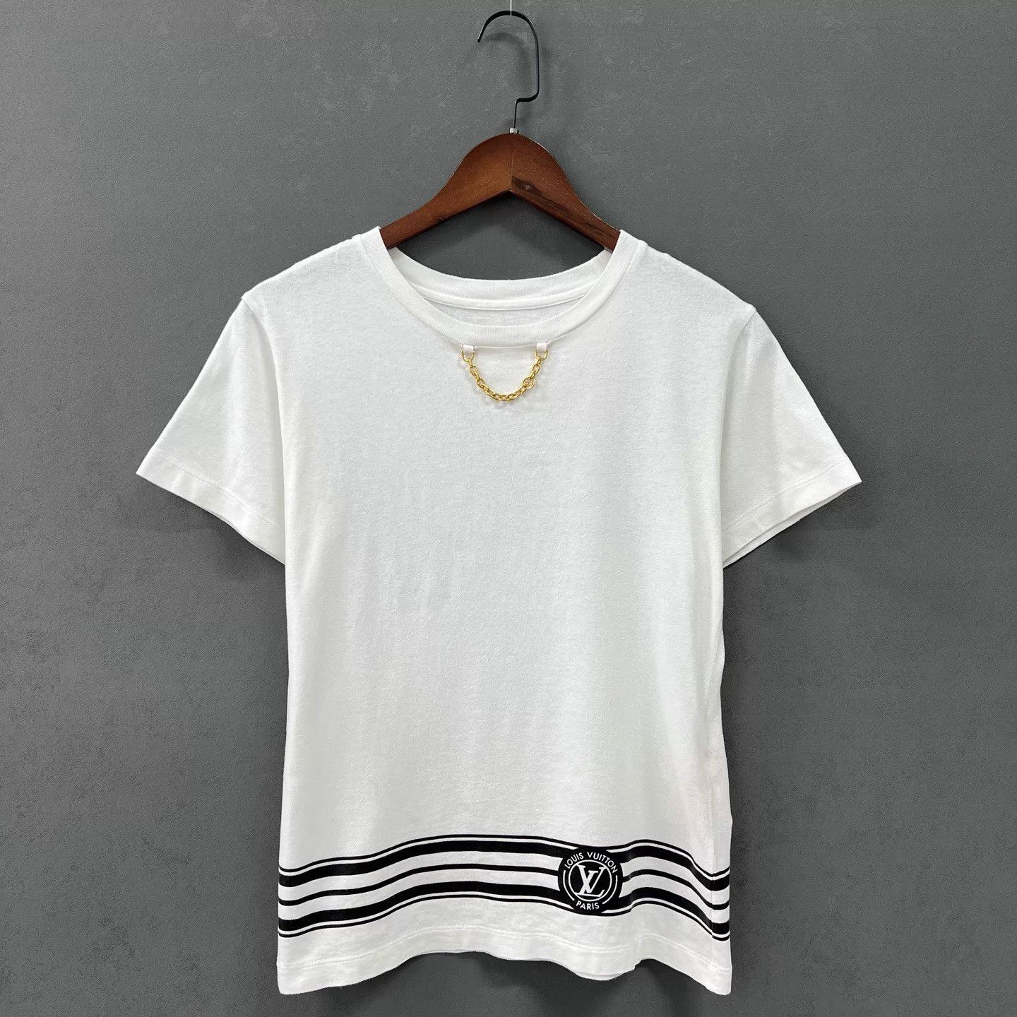 Louis Vuitton Louis Vuitton White Chain Stripe Short Sleeve 99 New Size S / US 4 / IT 40 - 1 Thumbnail