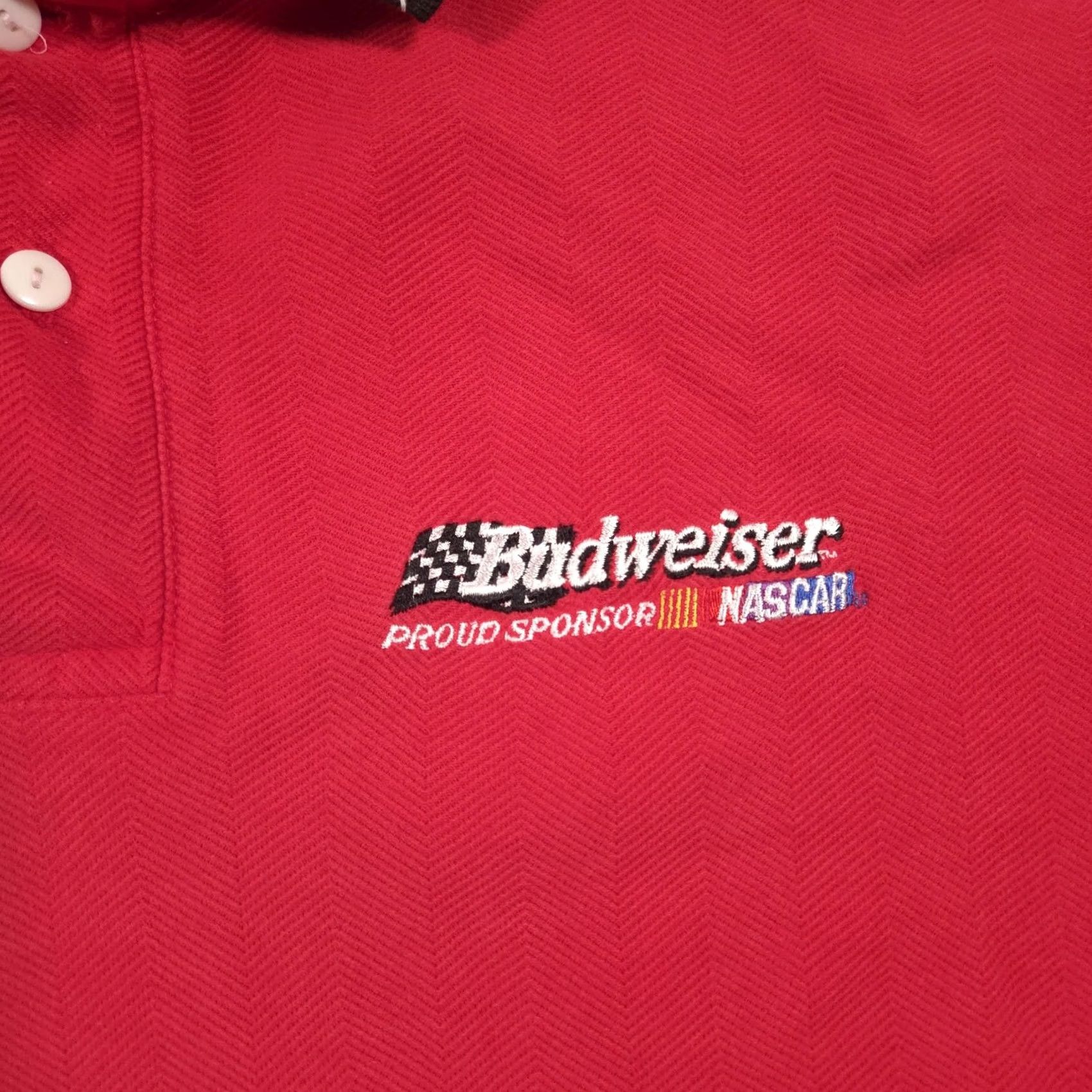 Vintage Willwerth Group Budweiser NASCAR Racing Polo Shirt Mens Large Red Embroidered Size US L / EU 52-54 / 3 - 4 Thumbnail