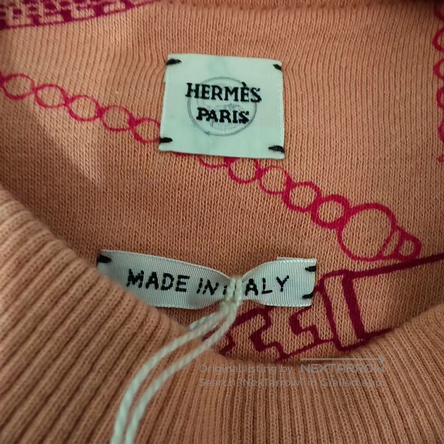 Hermes Hermes Pink Chain Print Sweatshirt| Size XXS / US 00 / IT 34 - 3 Thumbnail