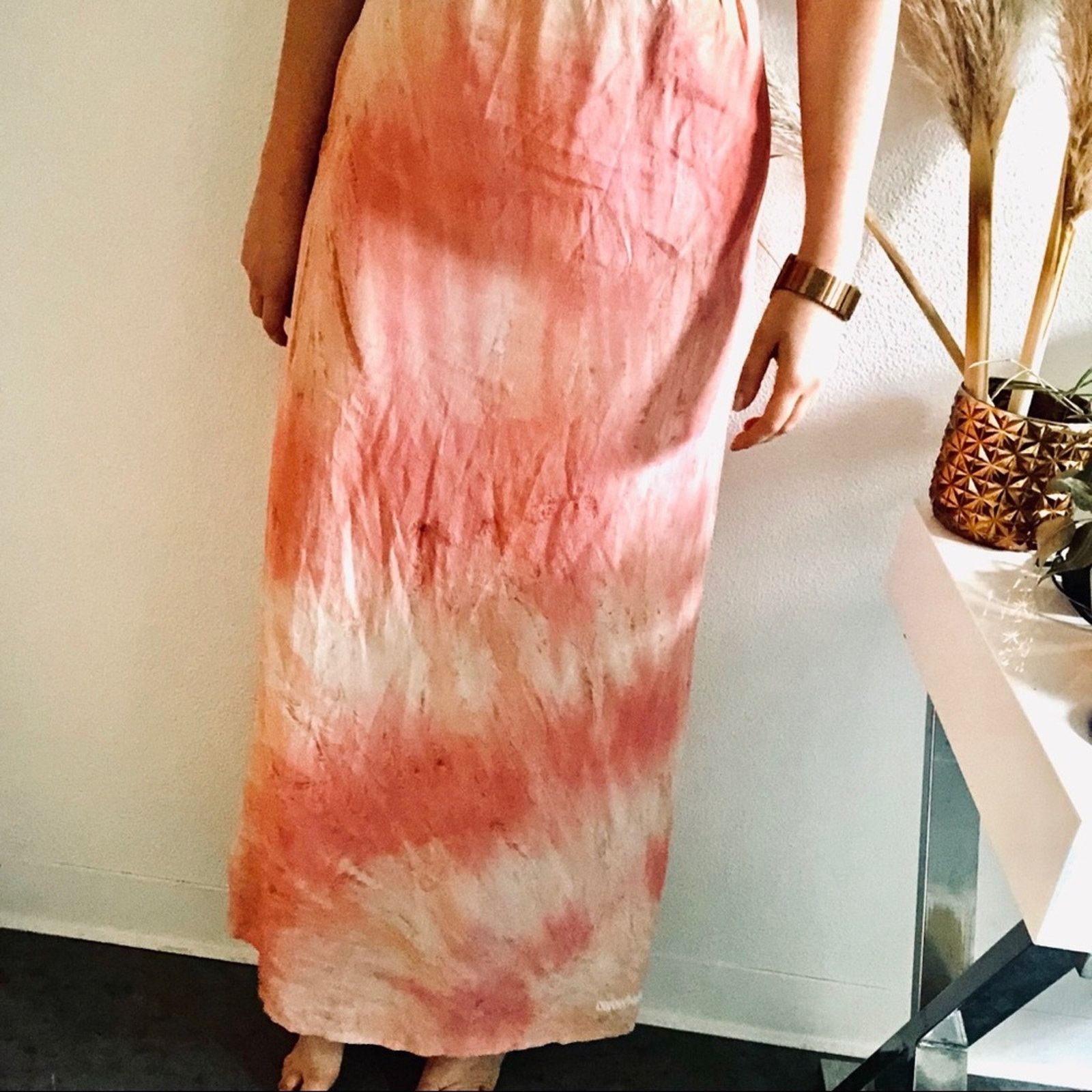 Gypsy 05 GYPSY 05 REVOLVE Cream Pink Dye Ruffle Strapless Maxi Dress Size S / US 4 / IT 40 - 2 Thumbnail