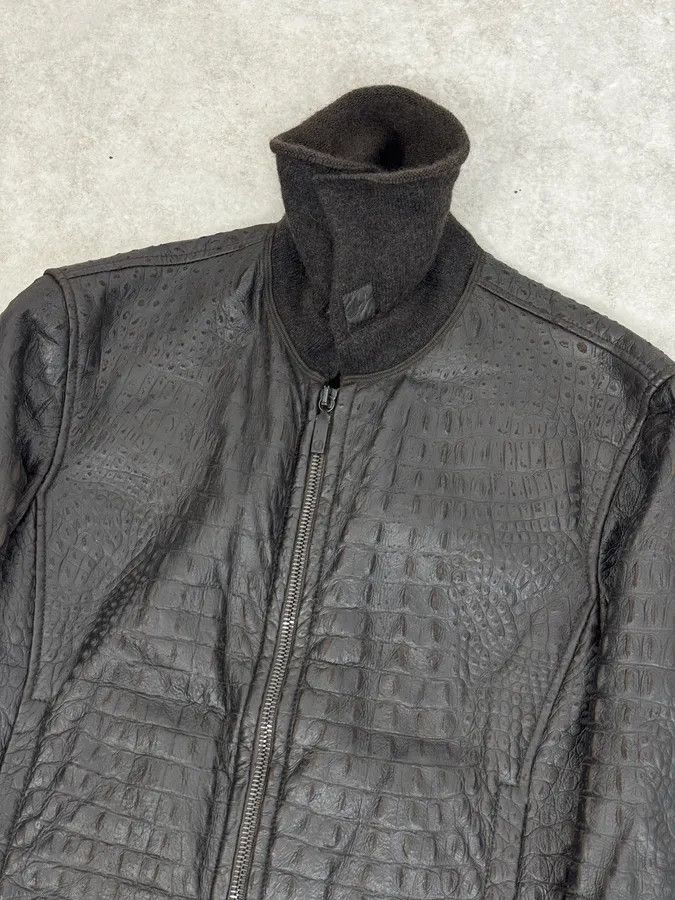 Giorgio Armani 2000s Giorgio Armani Crocodile Effect Brown Leather Aviator Jacket Size US M / EU 48-50 / 2 - 6 Thumbnail