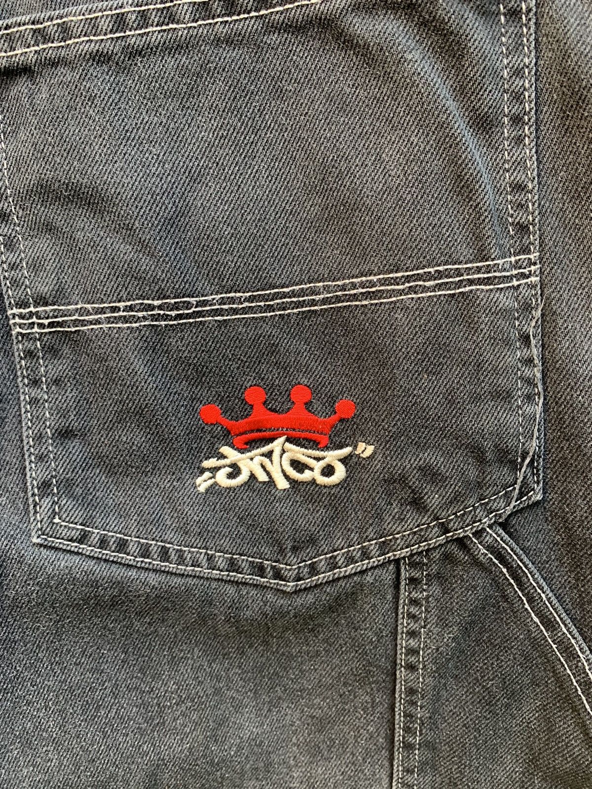JNCO Rare!! JNCO JEANS Baggy Carpenter Crown Embroidered Denim Size US 31 - 10 Thumbnail