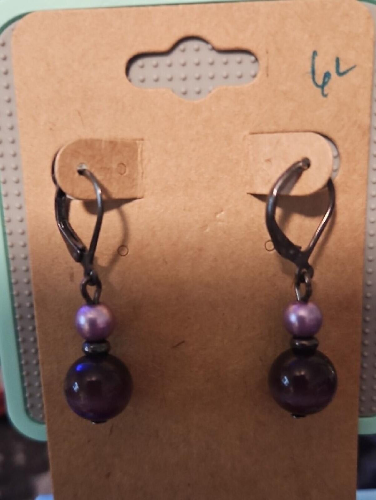 Other Purple Bead Drop Earrings Size ONE SIZE - 3 Thumbnail