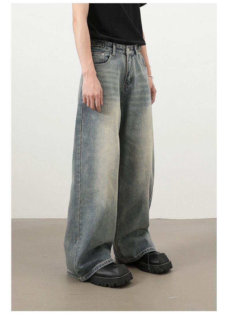 Jean Men's vintage washed distressed loose straight casual jeans Size US 32 / EU 48 - 2 Thumbnail