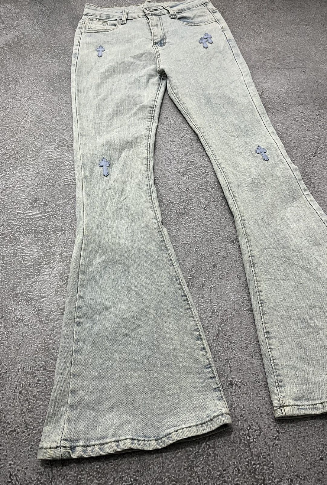 Japanese Brand Vintage Japanese GoldTrans Cross Flare Jeans Ch Goa styl Size 27" / US 4 / IT 40 - 3 Thumbnail