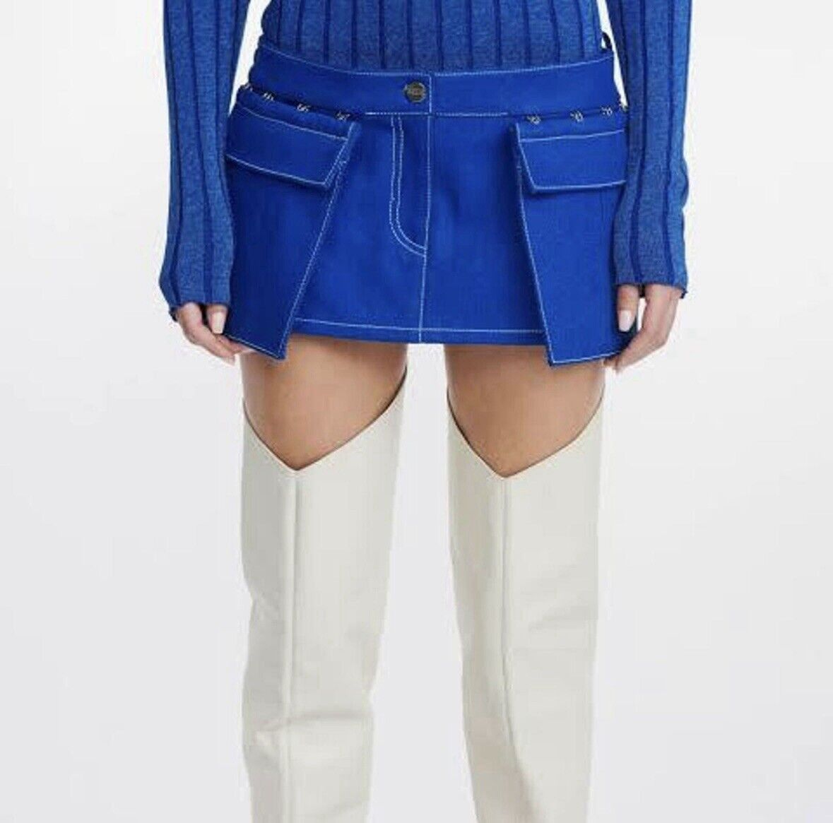 Dion Lee Denim Cargo Mini Skirt Size 26" / US 2 / IT 38 - 5 Thumbnail
