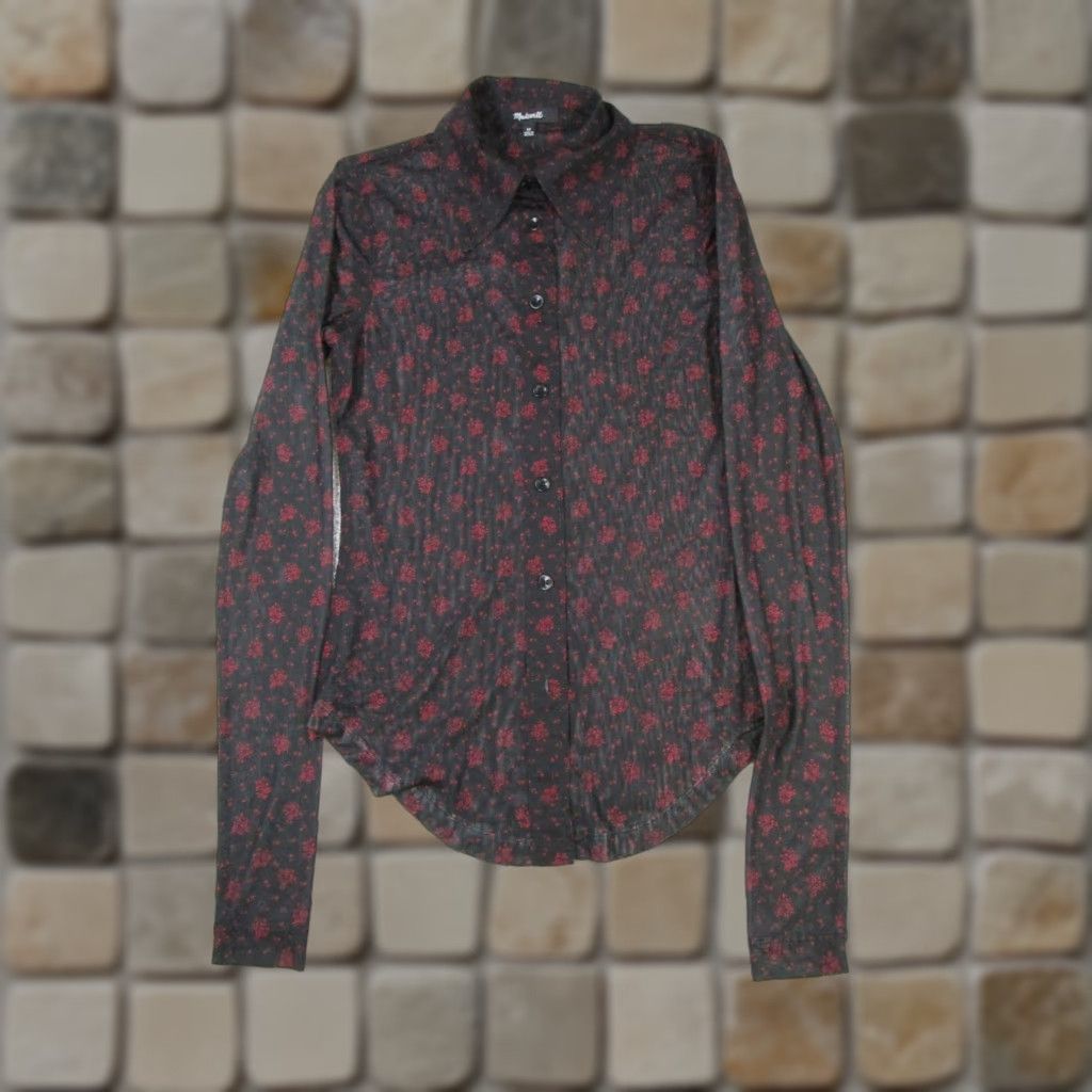 Madewell Madewell Shirt Womens XS Black Red Floral Button Up Blouse Size XS / US 0-2 / IT 36-38 - 1 Thumbnail