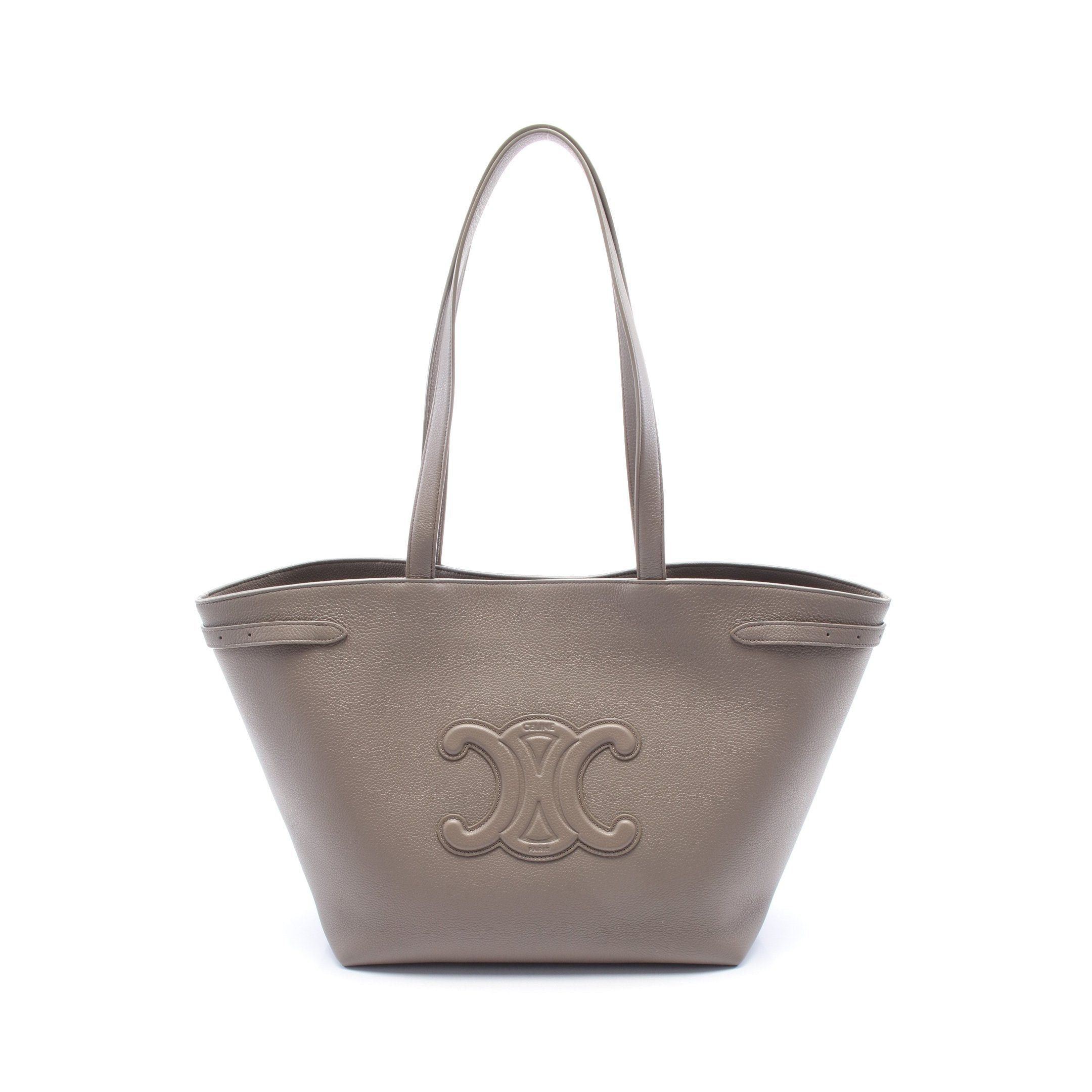 Celine Medium Hippopotamus Anais Cuill Triomphe Shoulder Bag Tote Leather Gray Beige