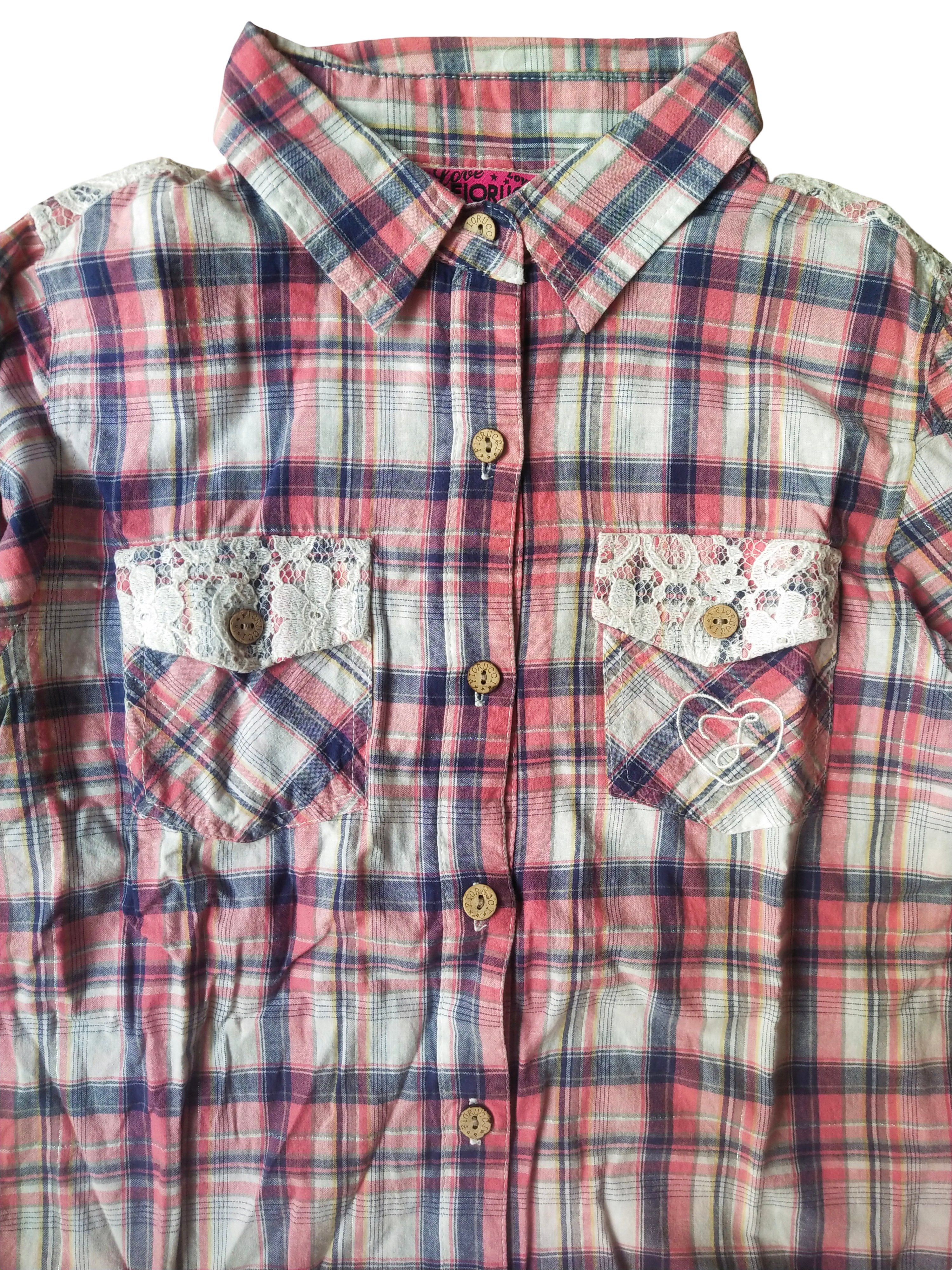 Fiorucci 2000s Fiorucci Plaid Lace Shirt Fairy Grunge Coquette Y2K Size S / US 4 / IT 40 - 2 Thumbnail