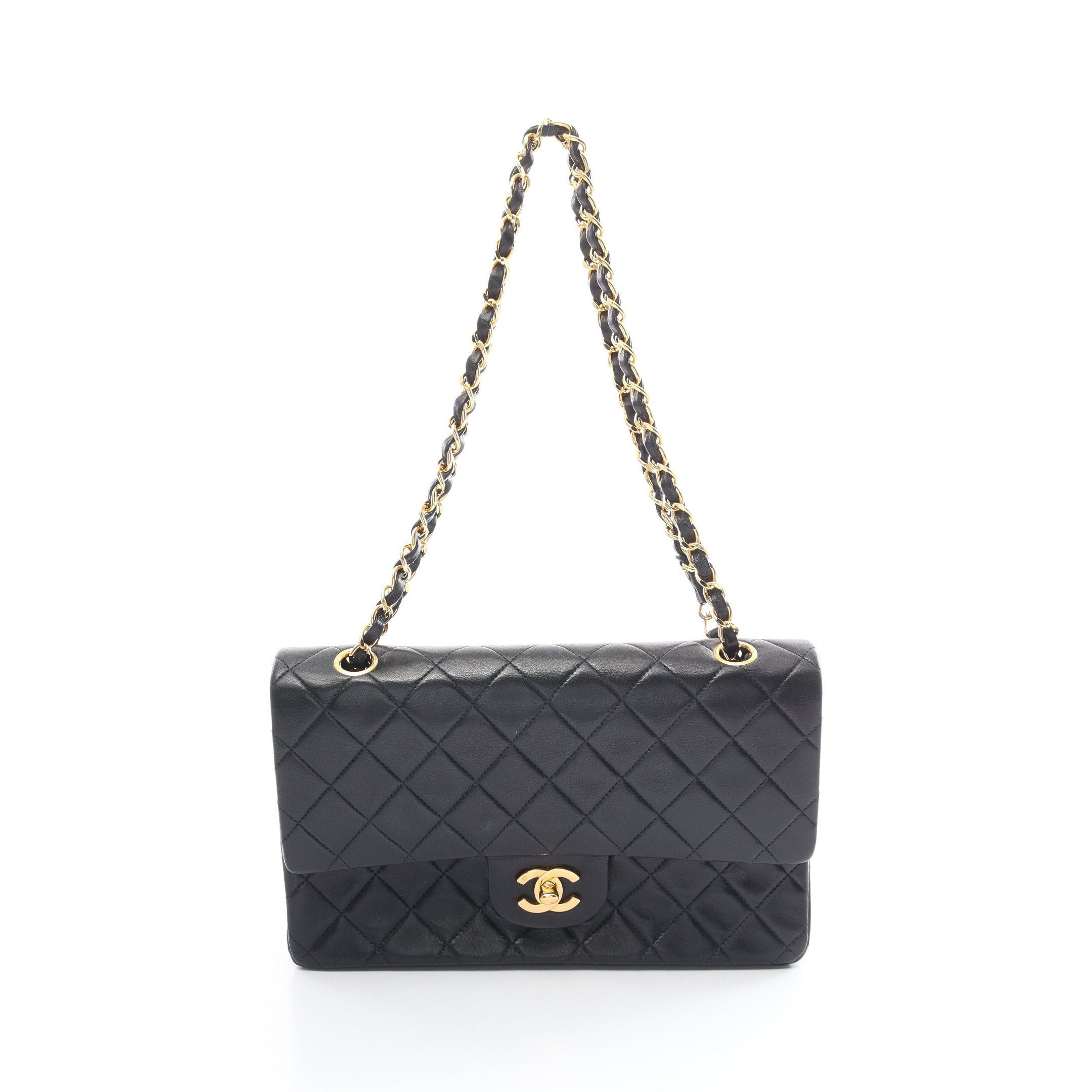 Chanel Chanel Matelasse Double Flap Chain Shoulder Bag Lambskin Black Gold Hardware Size ONE SIZE - 1 Thumbnail