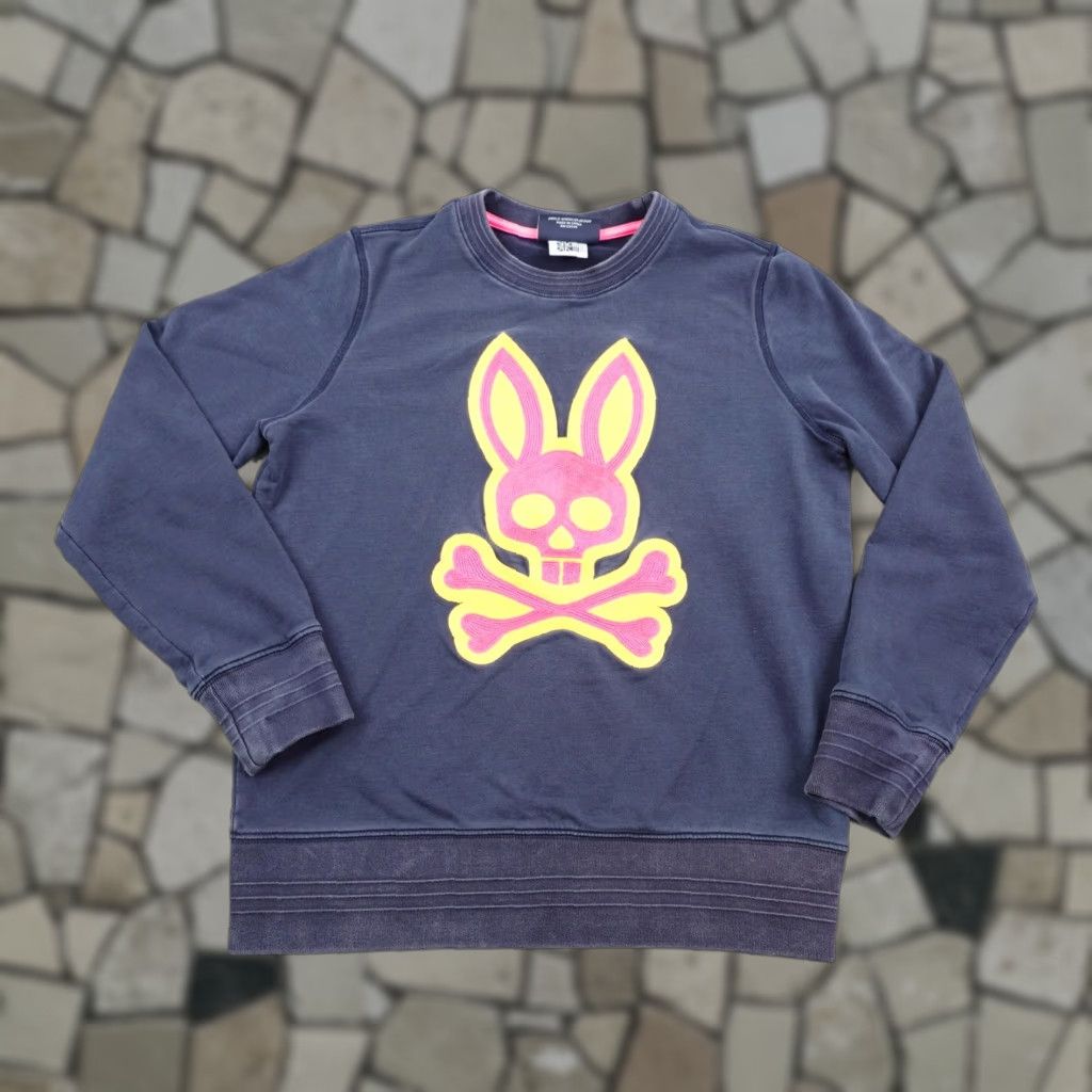 Psycho Bunny Psycho Bunny Sweatshirt Mens XS Blue Neon Bunny Skull Crewneck Pullover Graphic Print Knit Cotton Size US XS / EU 42 / 0 - 1 Thumbnail
