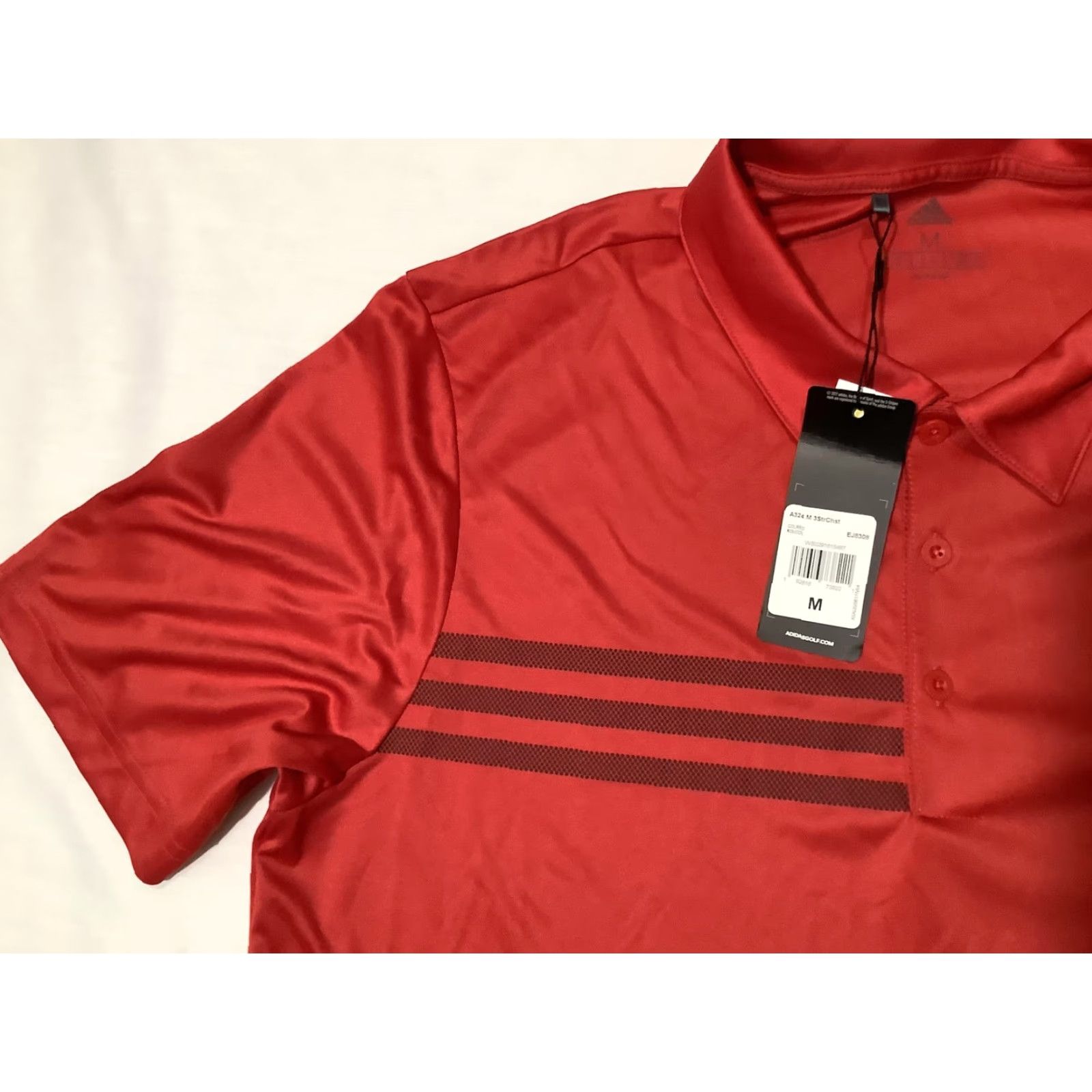 Adidas Adidas Golf Polo Shirt Mens M Red 3 Stripe Chest UPF 50 Performance Shirt Size US M / EU 48-50 / 2 - 2 Thumbnail