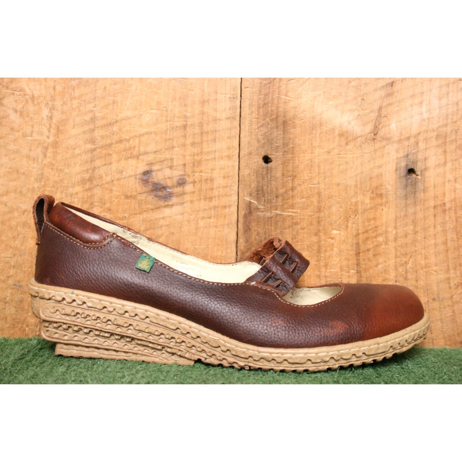 Vintage VINTAGE EL NATURALISTA N920 Emmy Recyclus Brown Leather Mary Jane Wedge EUR 40 ≈ US 9 Women Shoes MB? Size US 9 / IT 39 - 2 Thumbnail