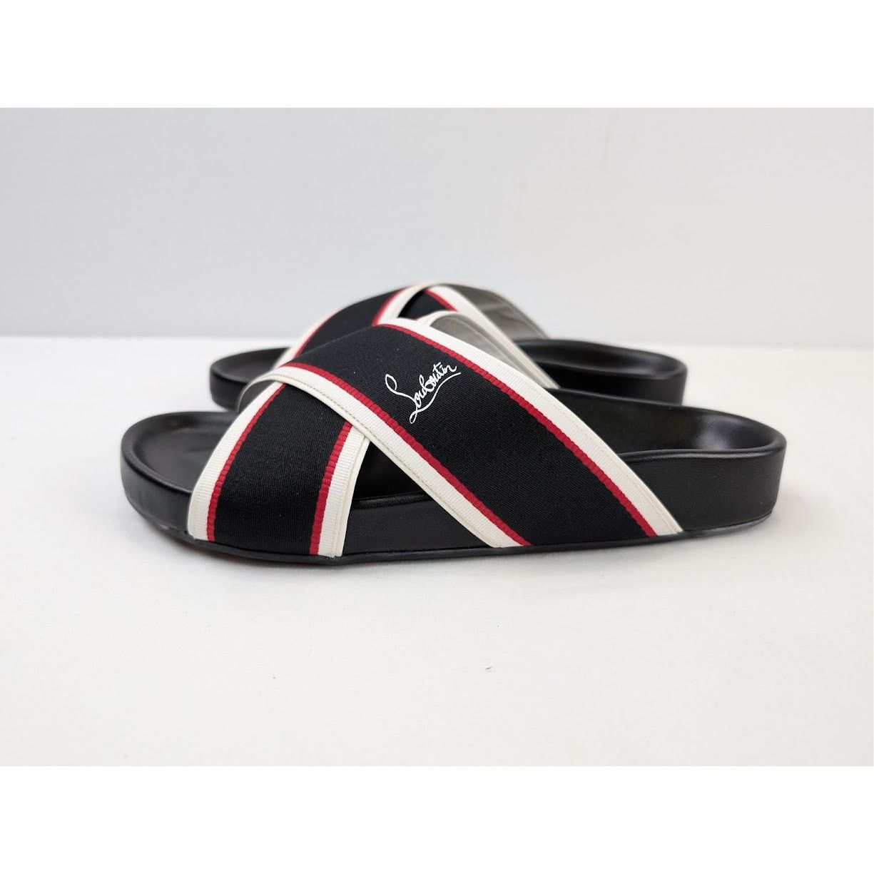 Christian Louboutin o1rshd1 Hot Cross Bizz Flat Slippers in Black/Multicolor Size US 10 / EU 43 - 10 Thumbnail