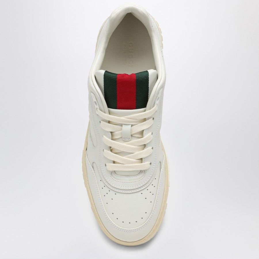 Gucci o1d2blof0824 Leather Re-Web Sneaker in White Size US 7 / IT 37 - 3 Thumbnail