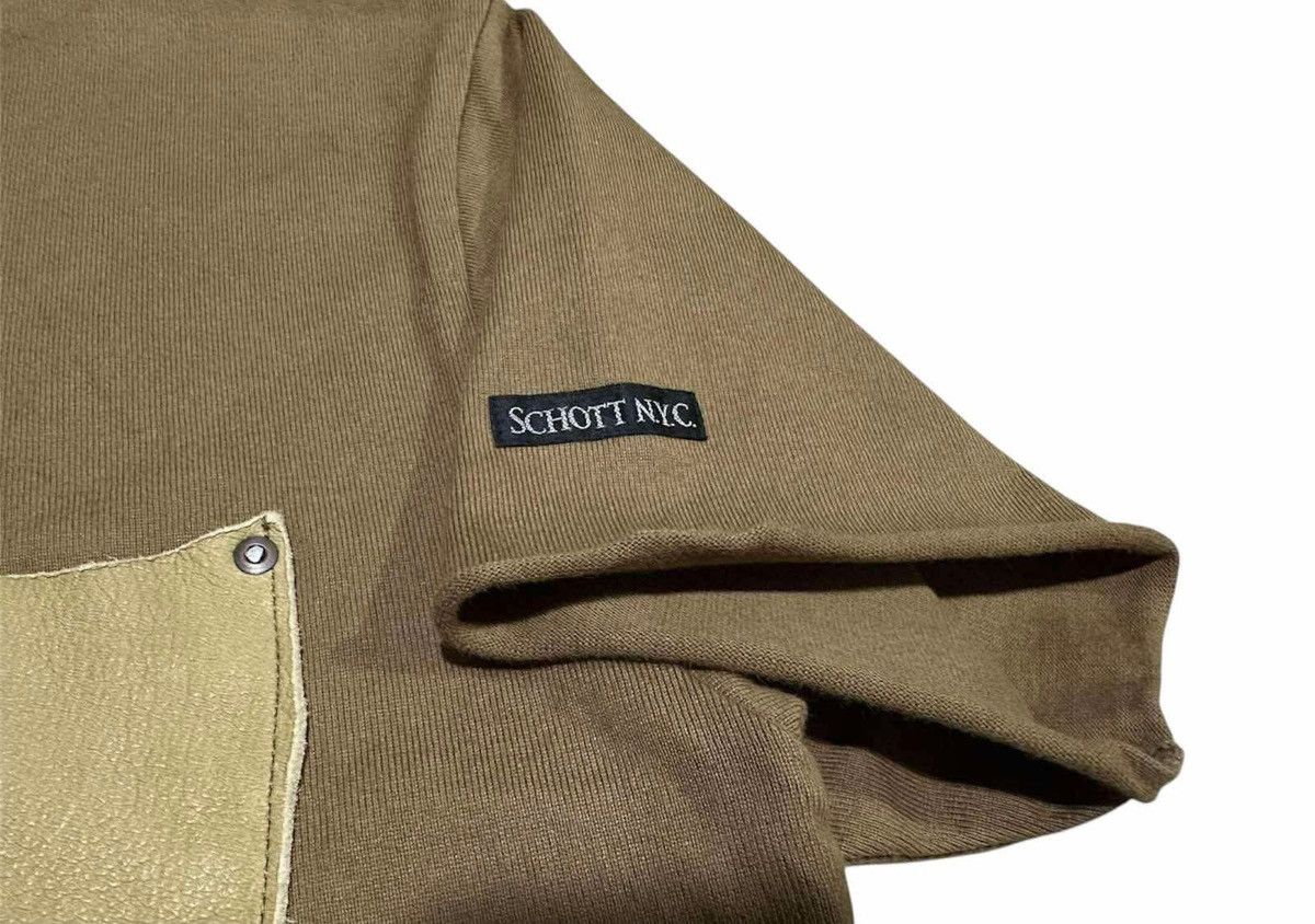 Le Grande Bleu (L.G.B.) 🔥Y2K Vintage Schott NYC Leather Pocket Trim Edge Shirt Size US S / EU 44-46 / 1 - 8 Thumbnail