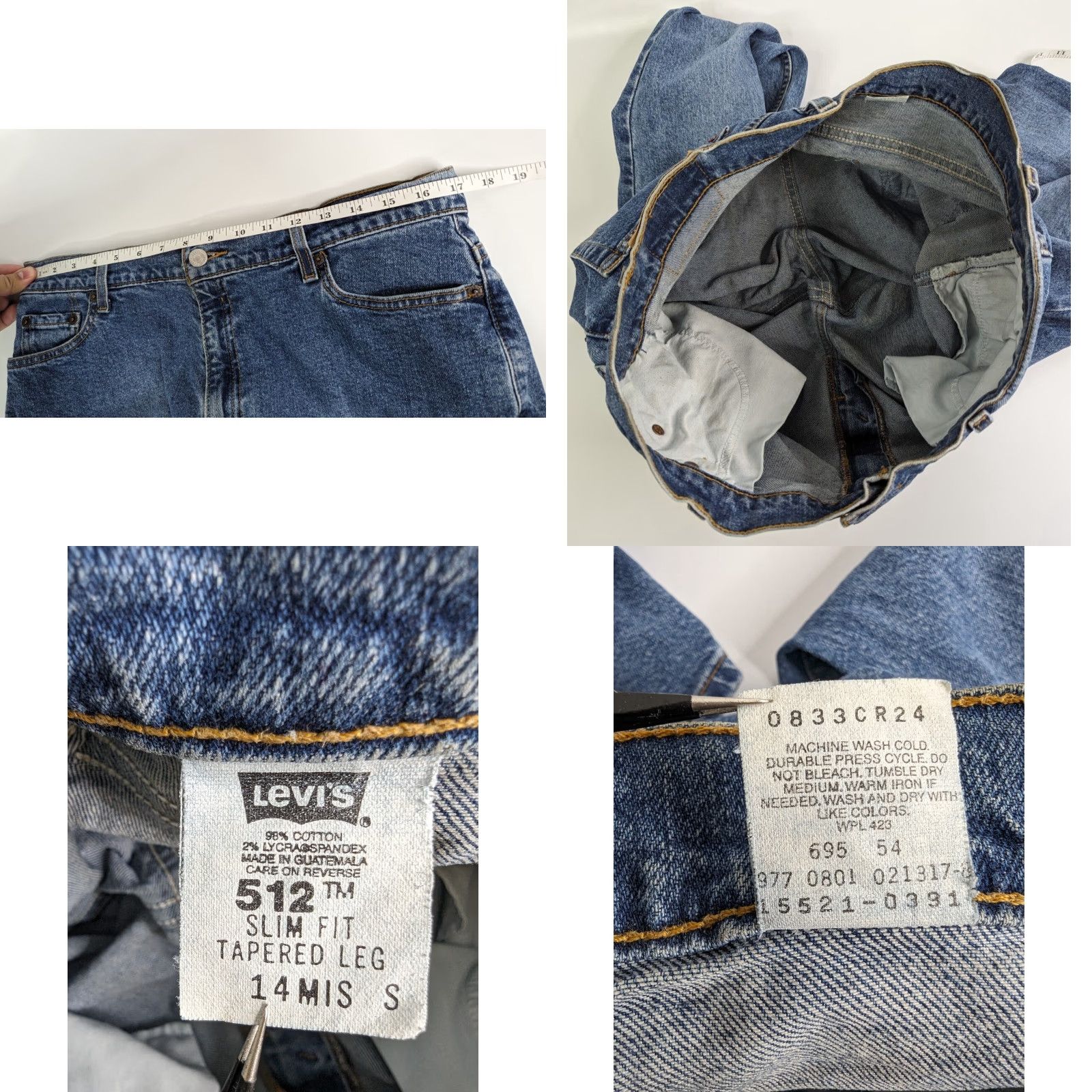Levi's VINTAGE Levis Jeans 512 Slim Fit Tapered Leg Womens 14 MIS S Made in USA 2000's Blue Denim 5 Pocket Red Tab Womens Jeans Size 36" / US 14 / IT 50 - 8 Thumbnail