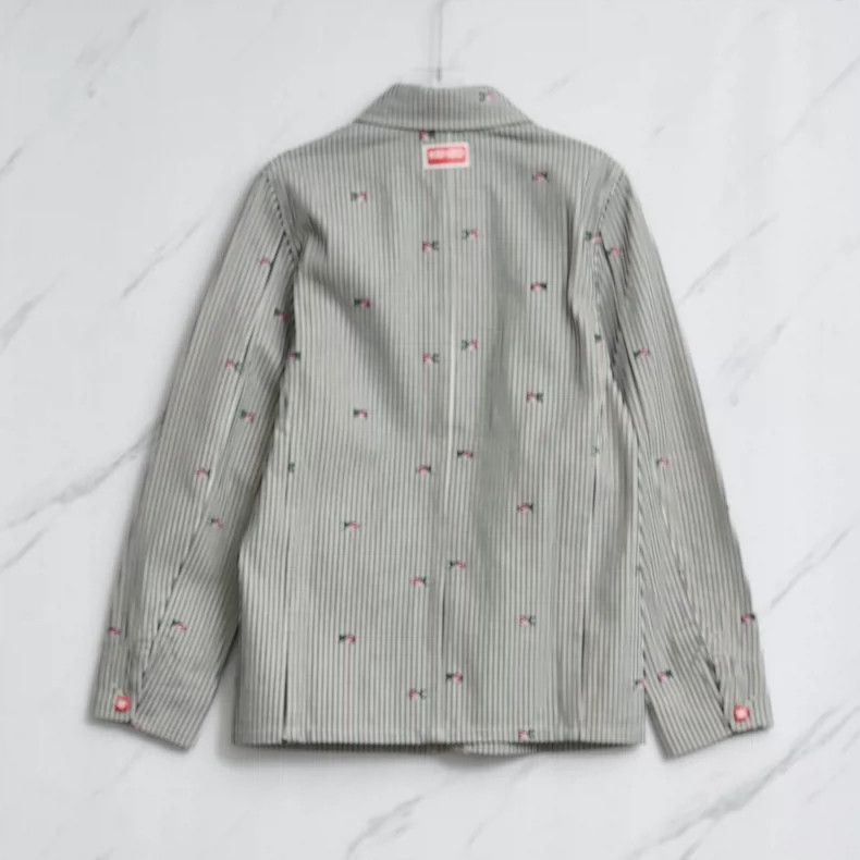 Kenzo KENZO Neutral striped embroidered denim jacket Size S / US 4 / IT 40 - 3 Thumbnail