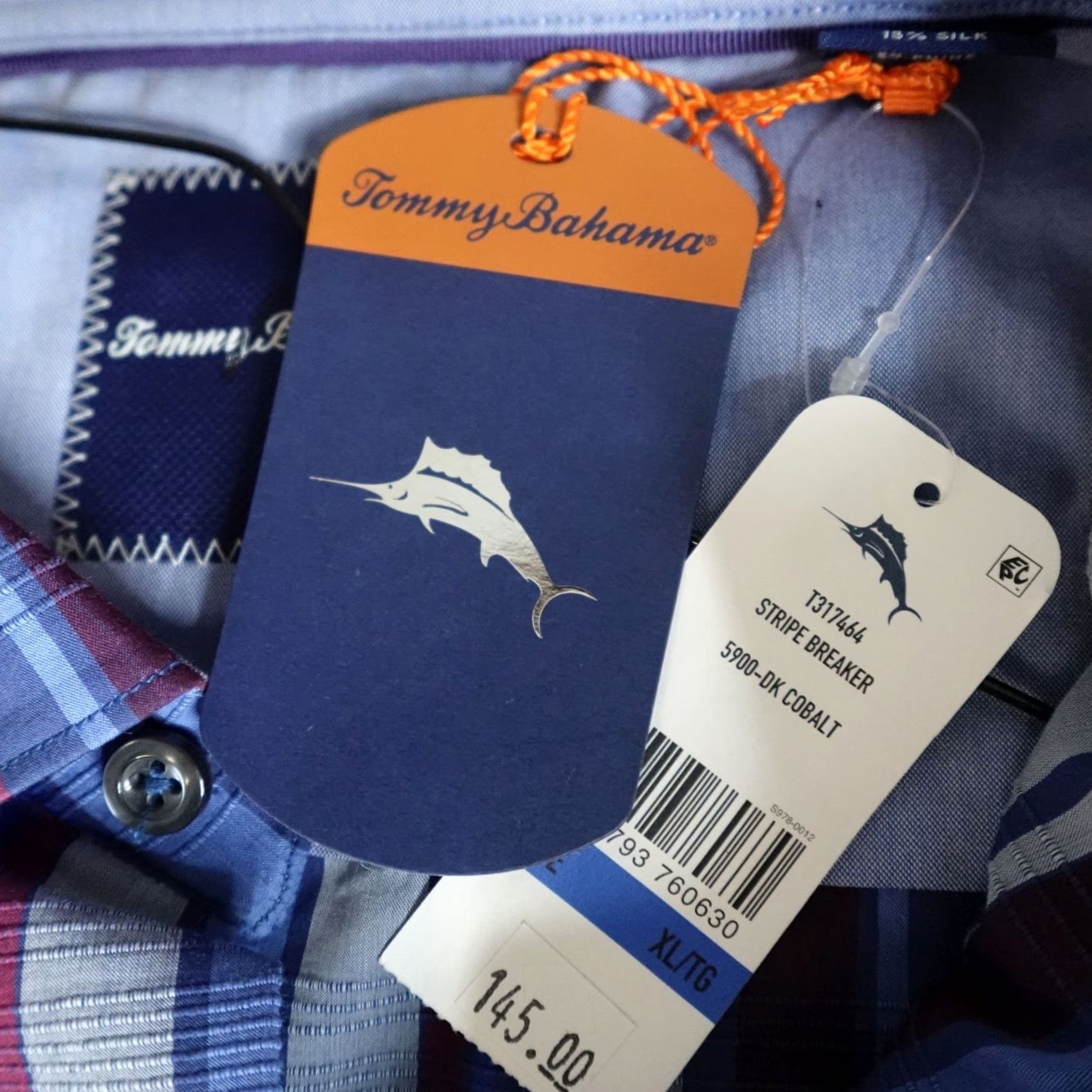 Tommy Bahama Tommy Bahama Shirt XL Blue Stripe Breaker Cotton Silk NEW Mens Shirt Size US XL / EU 56 / 4 - 8 Thumbnail