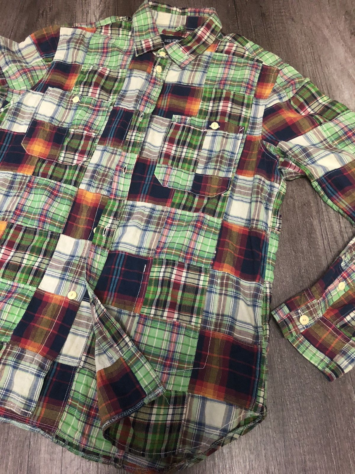 Flannel × Vintage VINTAGE BACK NUMBER PATCHWORK FLANNEL LONG SLEEVE SHIRT Size US XL / EU 56 / 4 - 17 Thumbnail