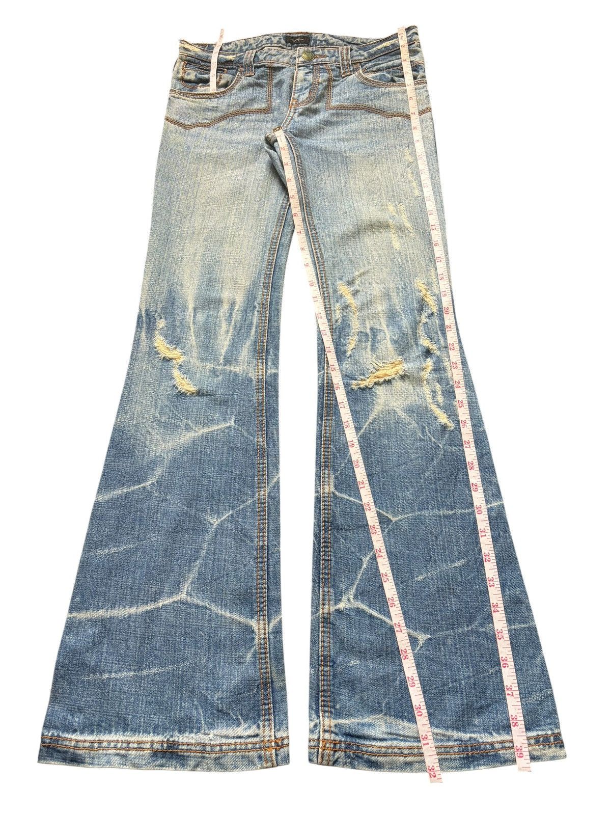 Diesel Vintage Japanese Brand Distress Low Rise Flare Jeans Size 29" - 7 Thumbnail