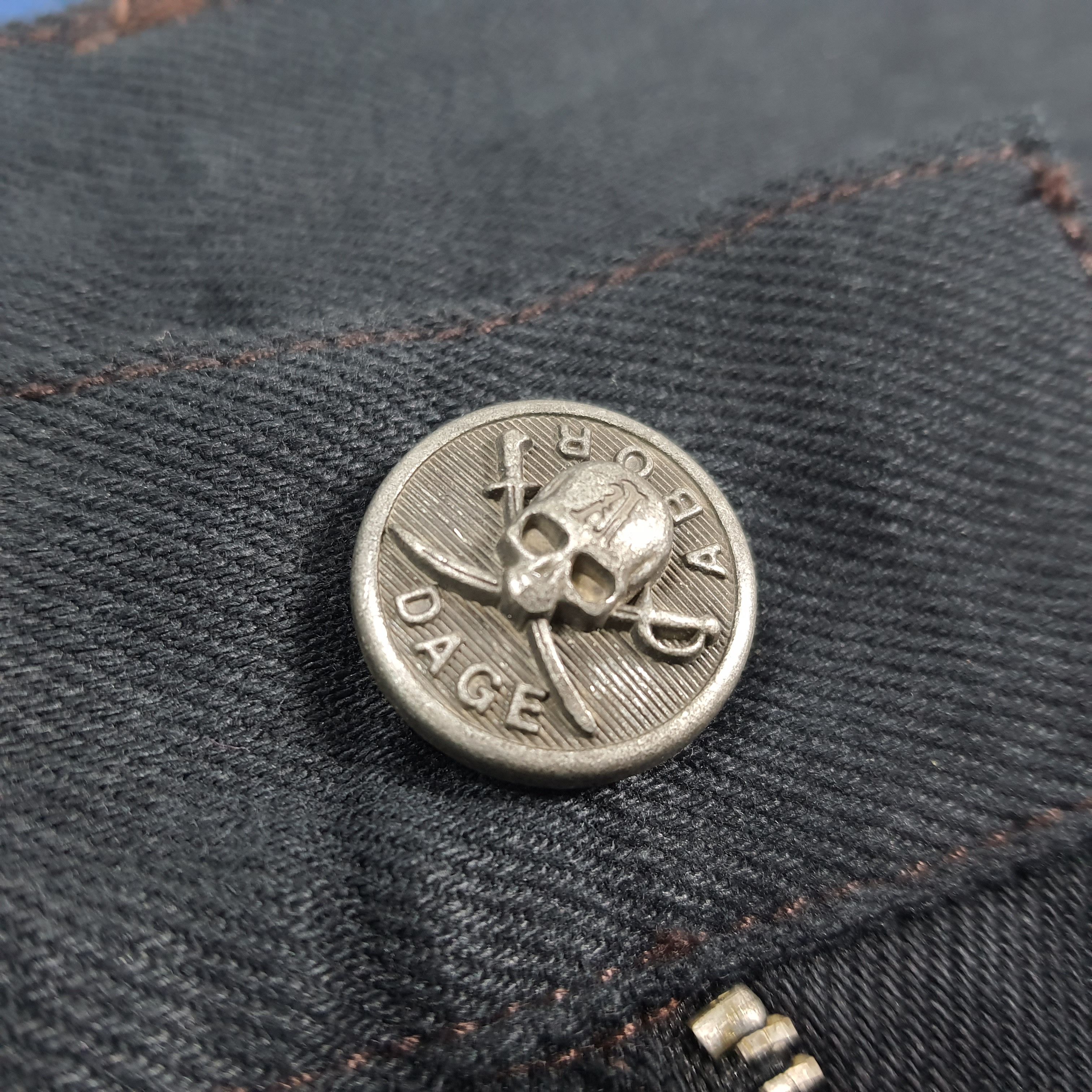 Japanese Brand Vintage Abordage Japan Skull Gothic Selvedge Pants C280N6 Size US 31 - 8 Thumbnail
