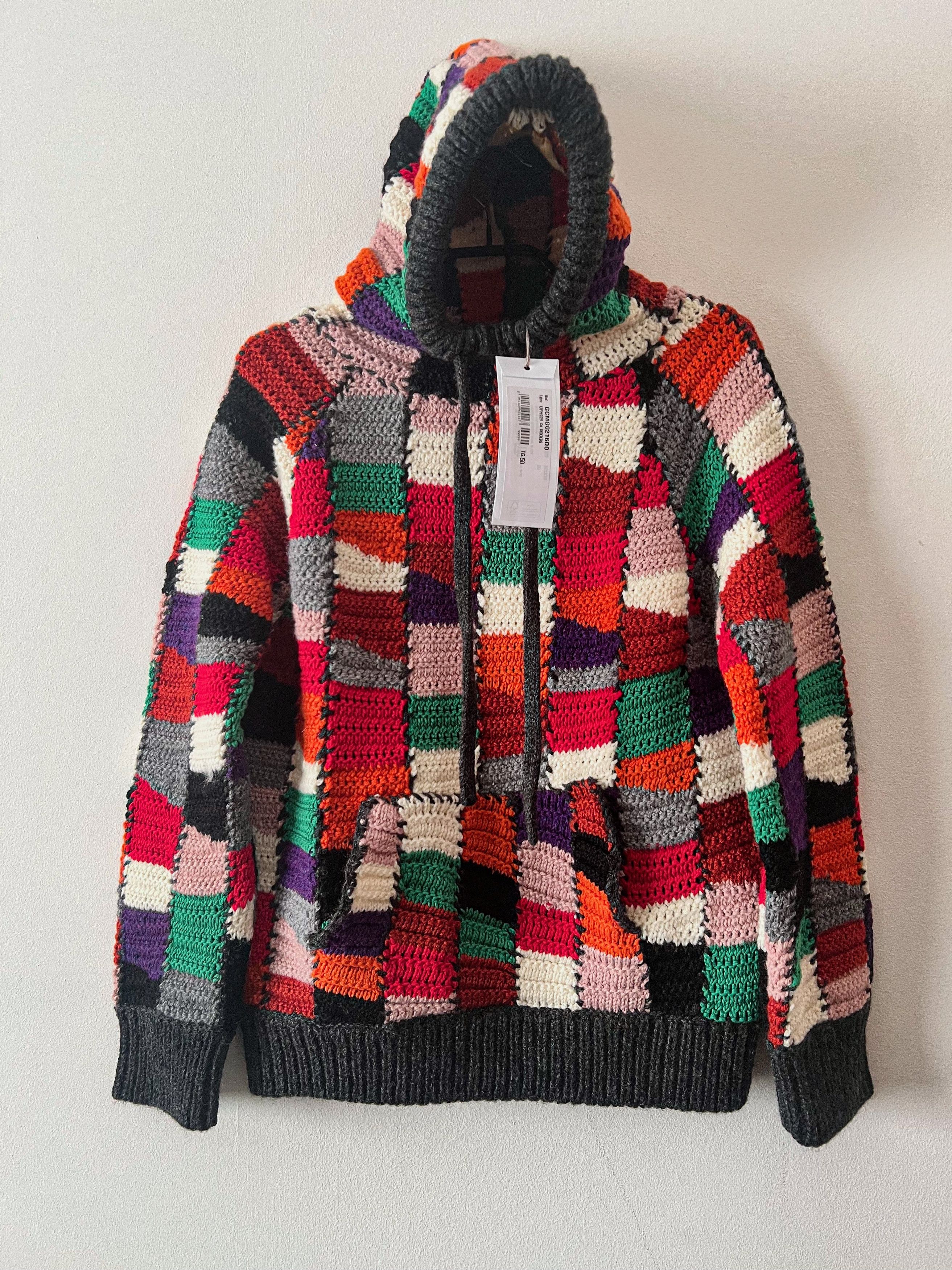 Marni Handmade Crochet Wool Block Patchwork Hoodie Size US M / EU 48-50 / 2 - 4 Thumbnail