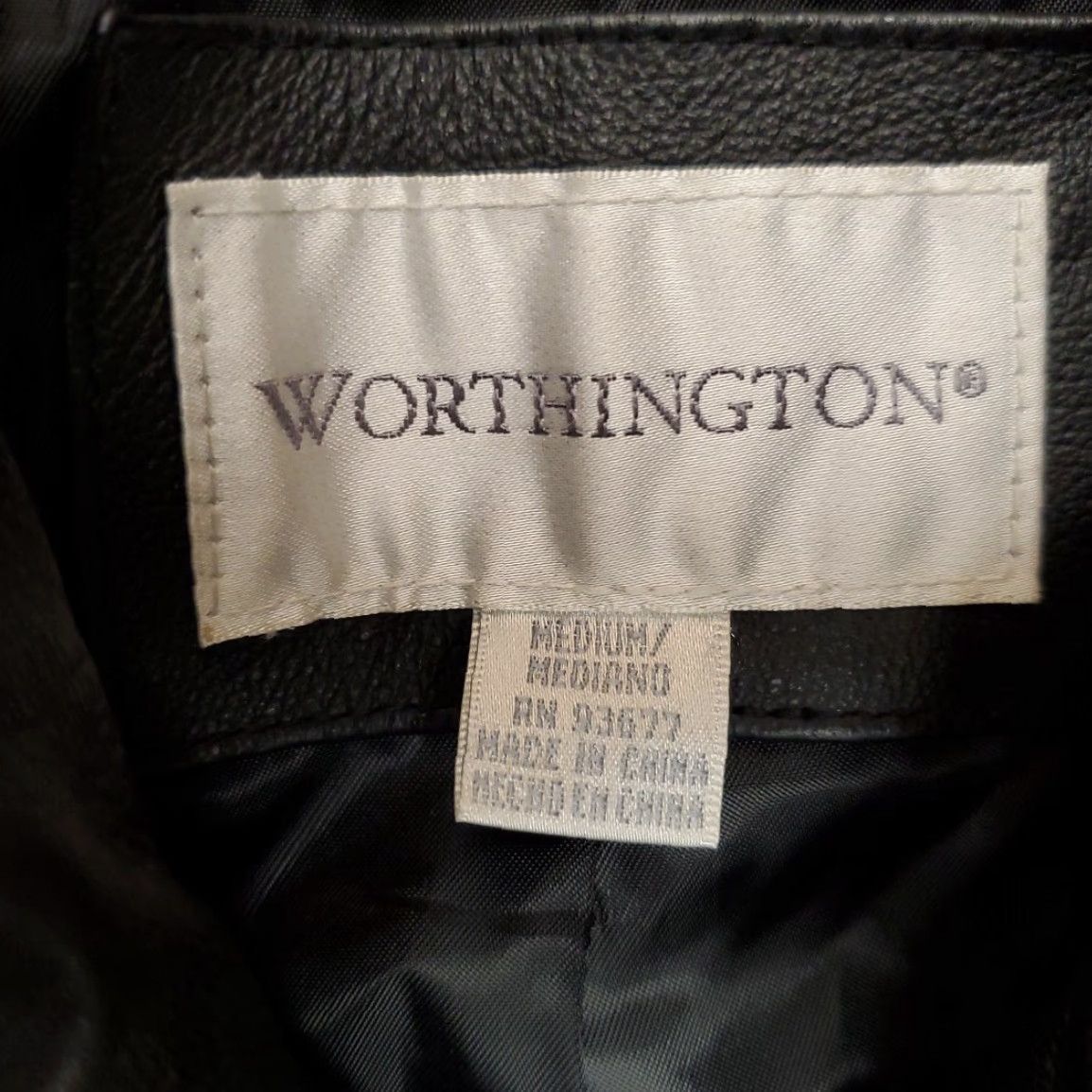 Worthington VINTAGE Worthington Jacket Womens Medium Black Genuine Leather Classic Moto Minimalist Size M / US 6-8 / IT 42-44 - 7 Thumbnail