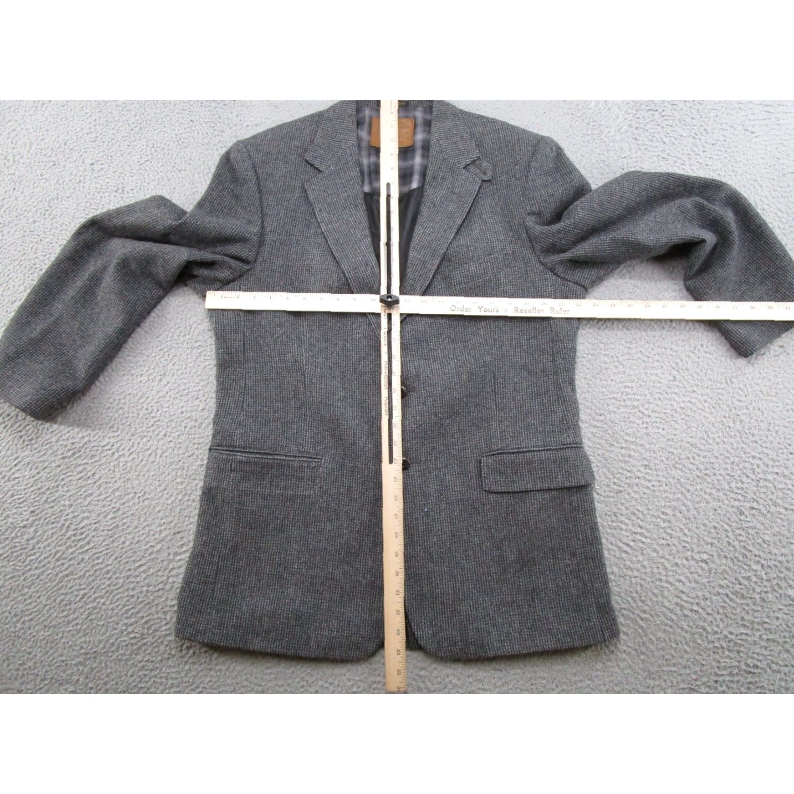 Pendleton Pendleton Herringbone Blazer Jacket USA Made 44L 2-Button Career Gray Wool Notch Lapel Mens Blazer Vintage Size 44R - 5 Thumbnail