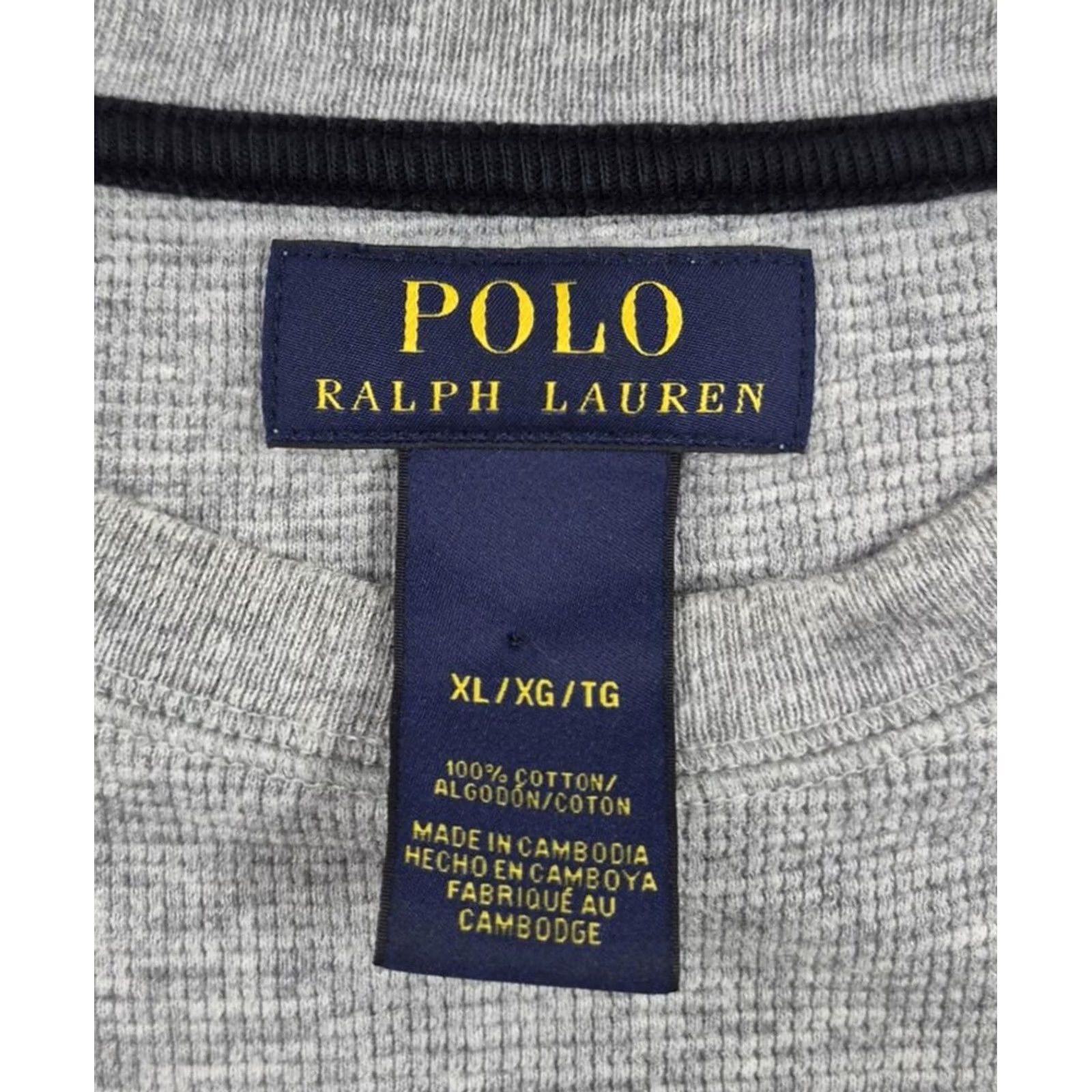 Polo Ralph Lauren Polo Ralph Lauren Shirt Mens XL Gray Waffle Knit Long Sleeve Crewneck Logo Tee Size US XL / EU 56 / 4 - 5 Thumbnail