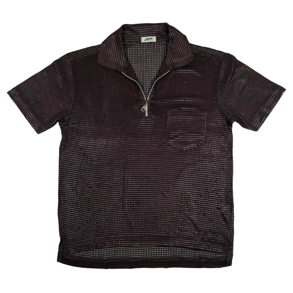 Japanese Brand Vintage 80s Jun Men Woven Transparent Mesh Half Zip Shirt Size US M / EU 48-50 / 2 - 5 Thumbnail