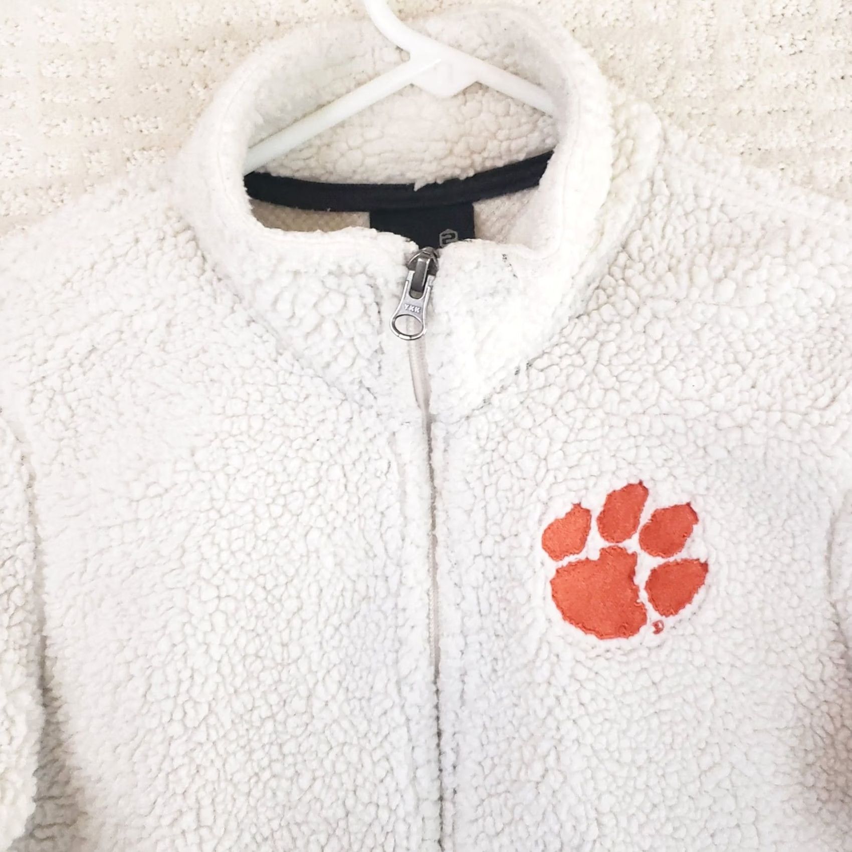 Vintage Clemson Tigers Sherpa Fleece Pullover Mock Neck 1/4 Zip Women's M White Orange Logo Embroidered Pullover Sweater Jackets Size M / US 6-8 / IT 42-44 - 3 Thumbnail
