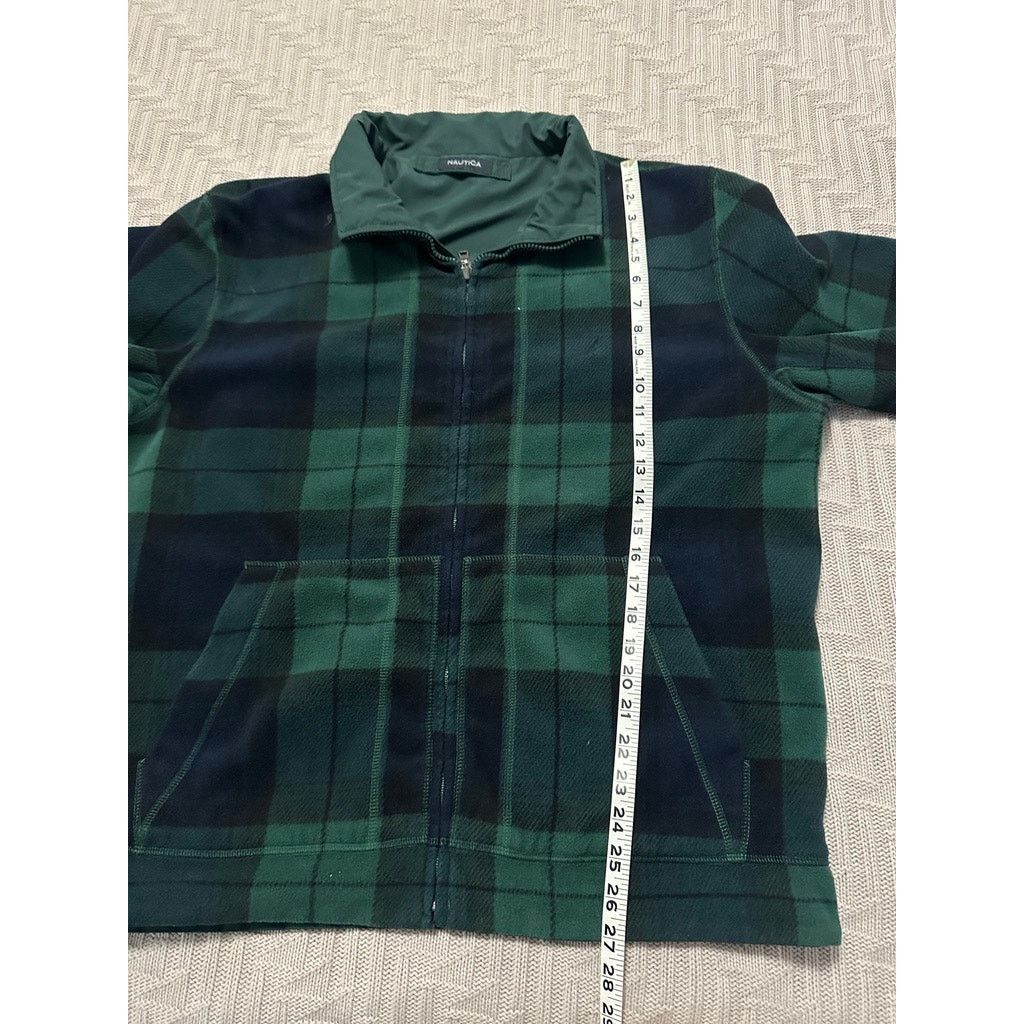 Nautica Vintage Y2K Nautica green plaid reversible fleece jacket Size US L / EU 52-54 / 3 - 7 Thumbnail