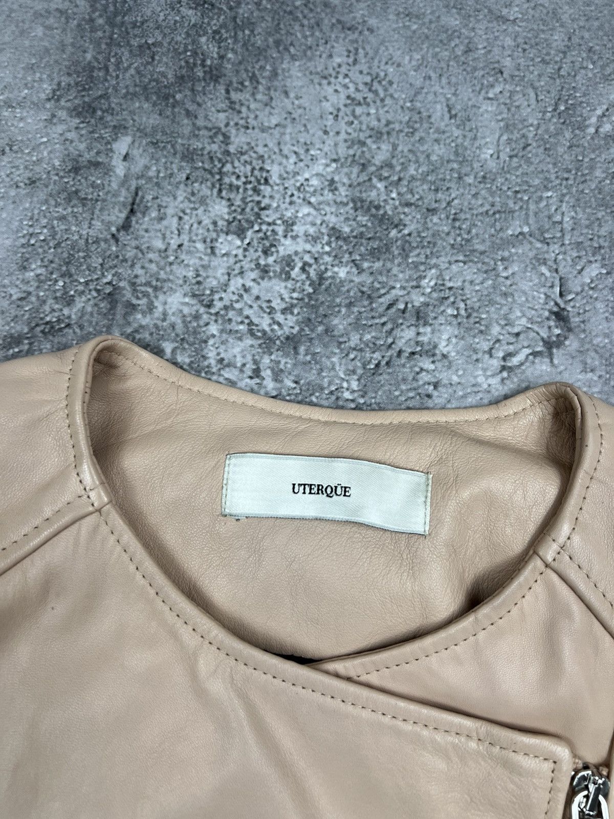 Other Uterque Womens Beige Leather Jacket Size S / US 4 / IT 40 - 4 Thumbnail