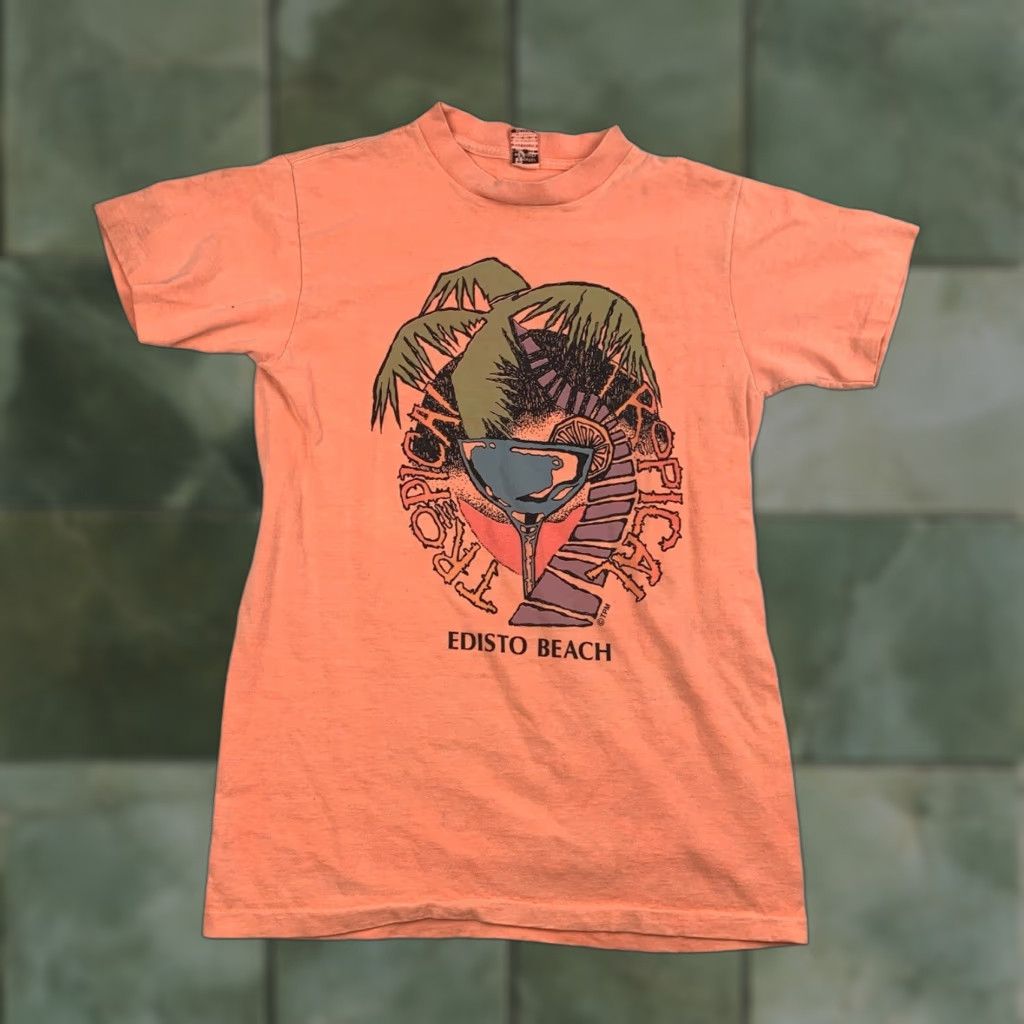 Paradise VINTAGE Edisto Beach Shirt Adult Medium Pink Ocean Tropical Paradise Nature 80s Size US M / EU 48-50 / 2 - 1 Thumbnail