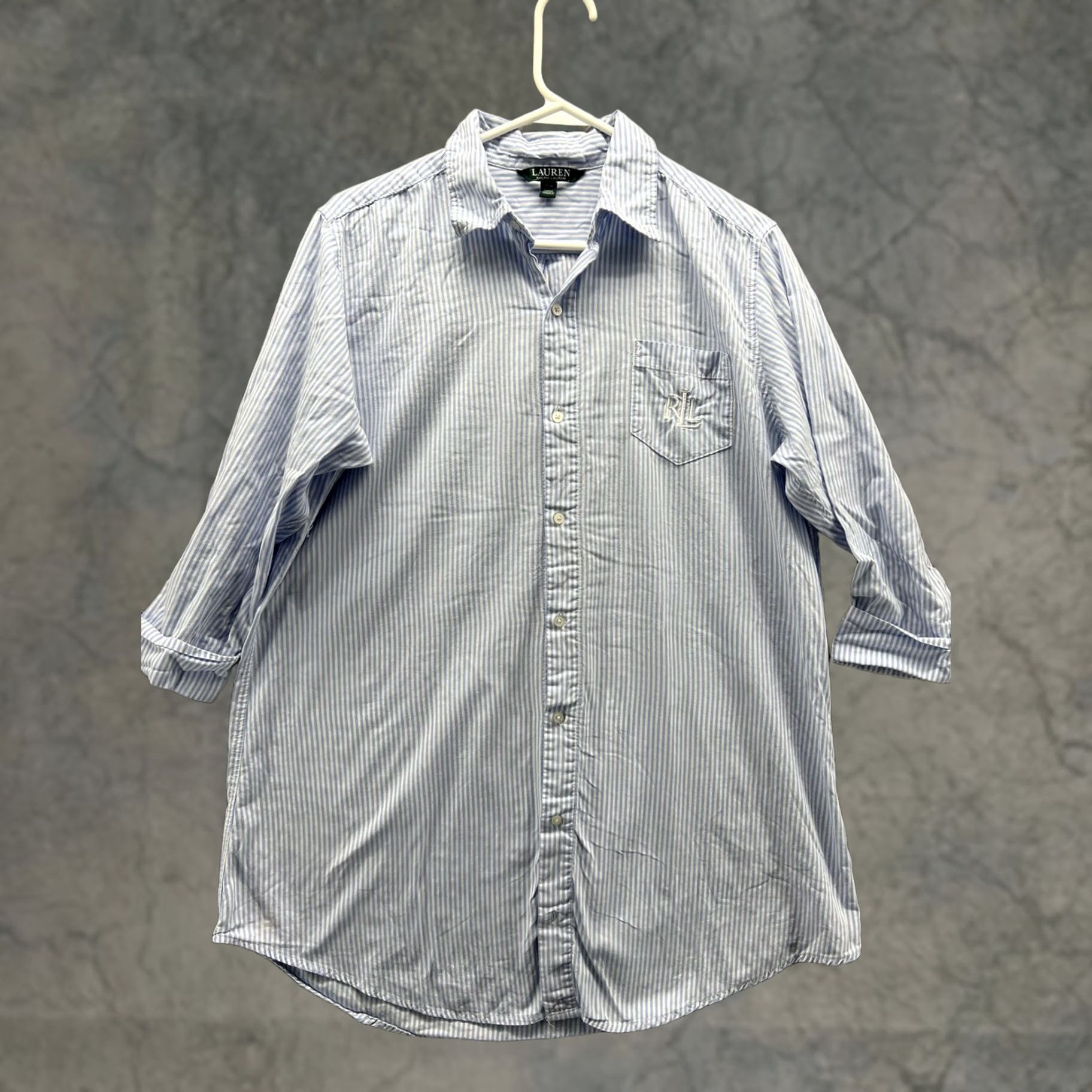 Ralph Lauren Lauren Ralph Lauren Shirt Womens Medium Blue Stripe Button Long Sleeve Casual Shirt Size M / US 6-8 / IT 42-44 - 1 Thumbnail