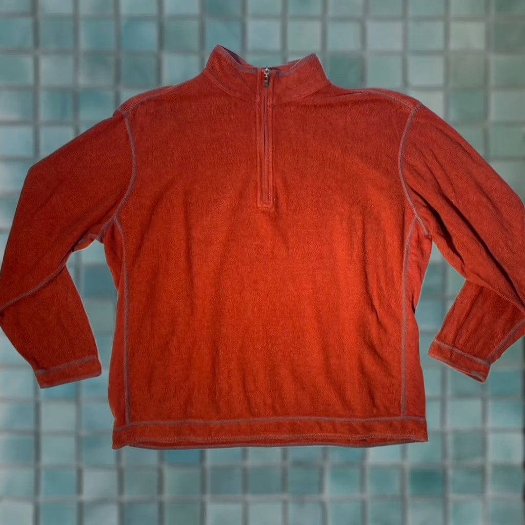 Tommy Bahama VINTAGE Tommy Bahama Sweater Mens 2XL Orange 1/4 Zip Pullover Henley Casual Shirt/Top Size US XXL / EU 58 / 5 - 1 Thumbnail
