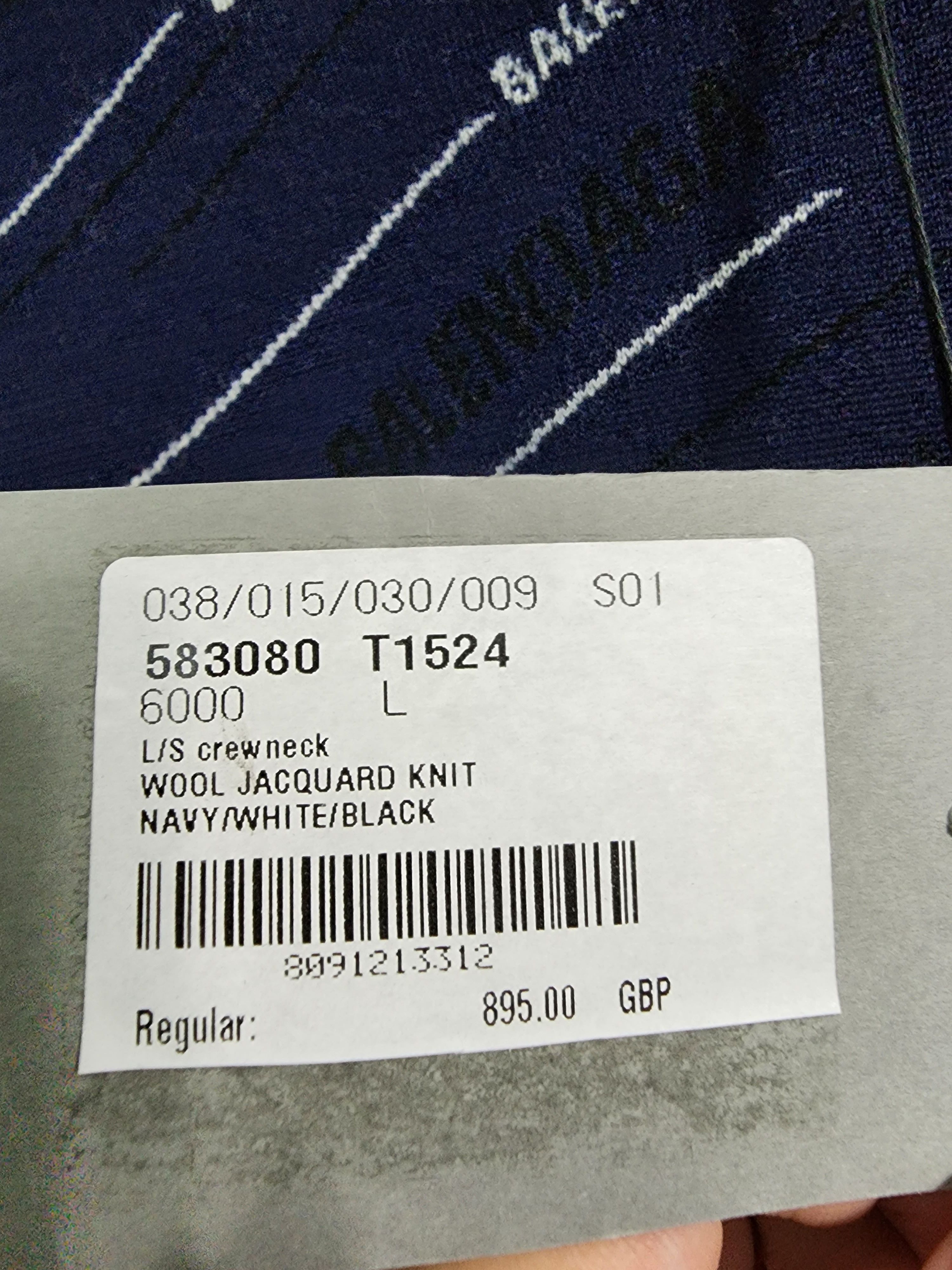 Balenciaga Multi Logo Wool Jacquard Sweater Size US L / EU 52-54 / 3 - 6 Thumbnail